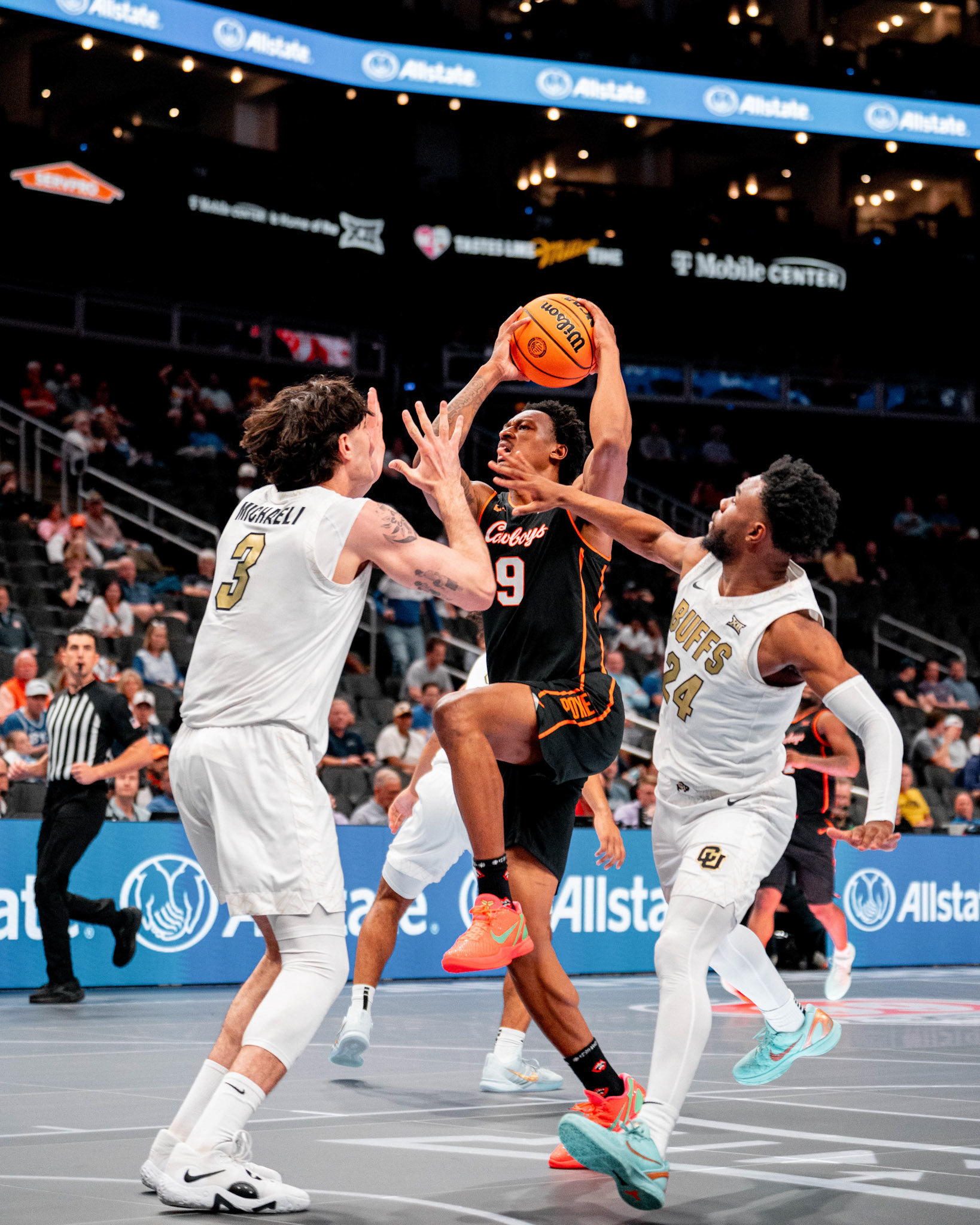 Image Taken at 2026 Phillips 66 Big 12 Men's Basketball Tournament, 11, 03, 2026, T-Mobile Center, Kansas City Missouri. Carson Skidmore/OSU Athletics