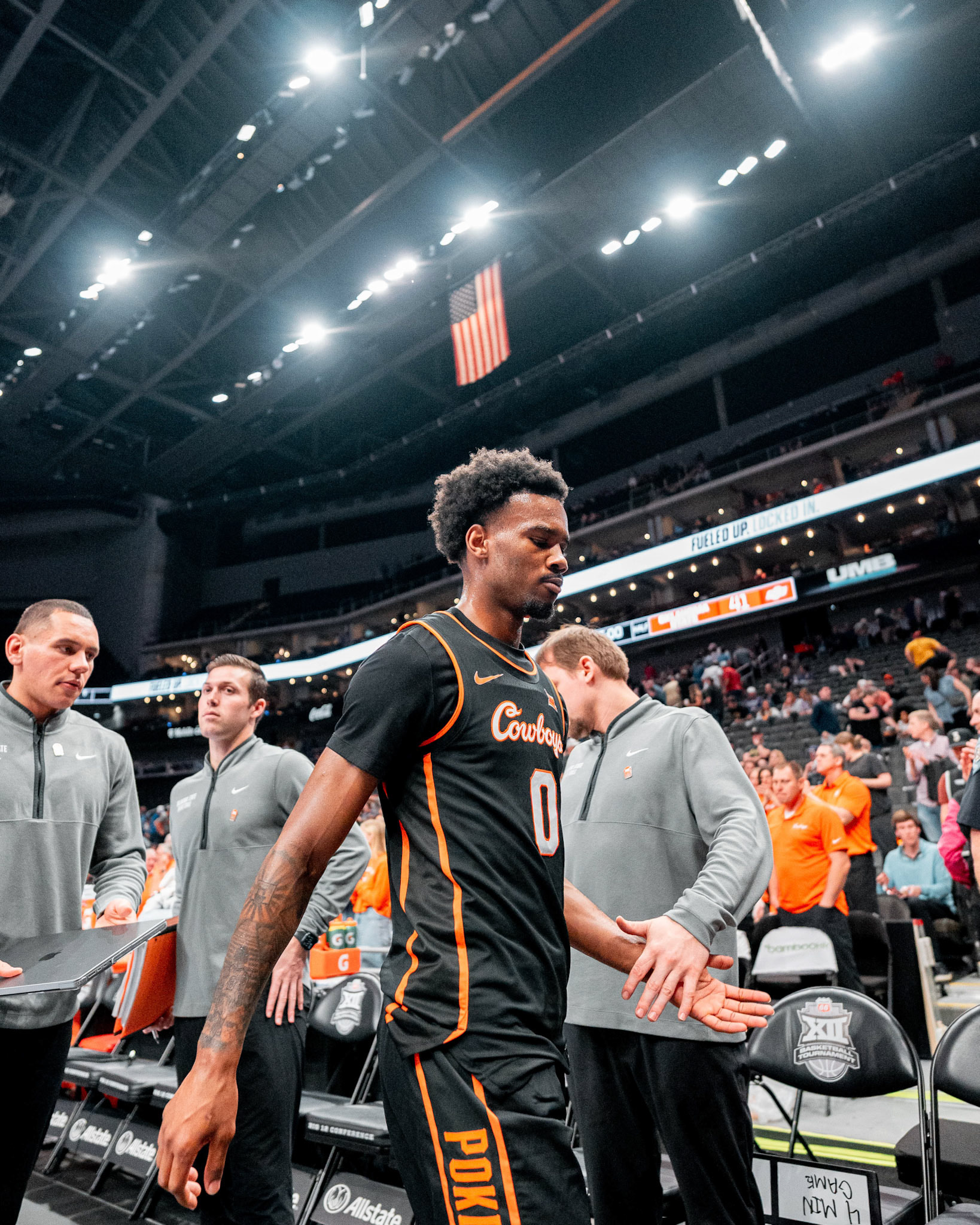 Image Taken at 2026 Phillips 66 Big 12 Men's Basketball Tournament, 11, 03, 2026, T-Mobile Center, Kansas City Missouri. Carson Skidmore/OSU Athletics