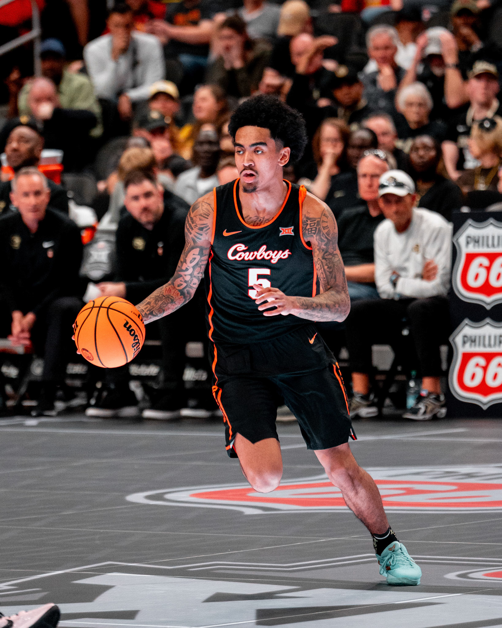 Image Taken at 2026 Phillips 66 Big 12 Men's Basketball Tournament, 11, 03, 2026, T-Mobile Center, Kansas City Missouri. Carson Skidmore/OSU Athletics