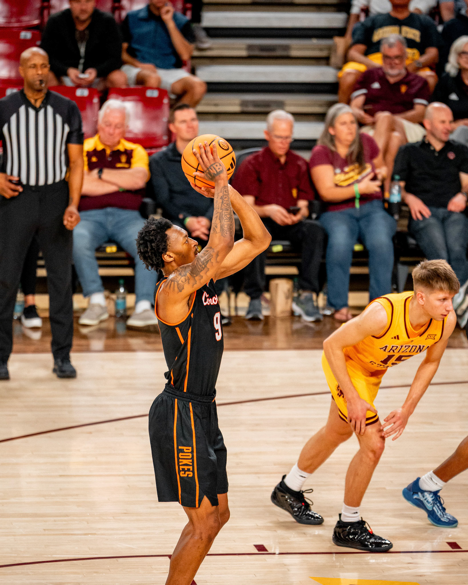 Image Taken at Oklahoma State Mens Basketball at Arizona State University, 10, 02, 2026, Desert Financial Arena, Tempe, Arizona. Carson Skidmore/OSU Athletics