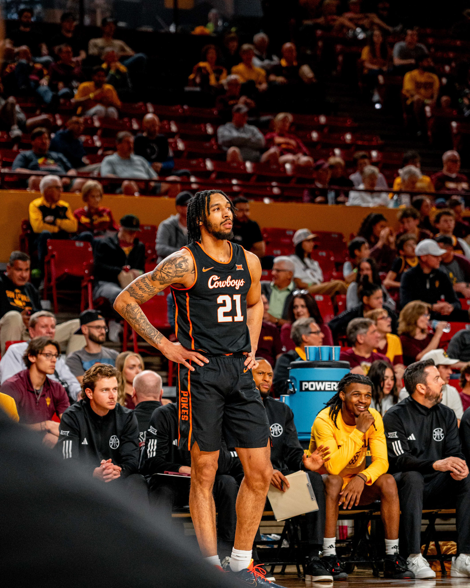 Image Taken at Oklahoma State Mens Basketball at Arizona State University, 10, 02, 2026, Desert Financial Arena, Tempe, Arizona. Carson Skidmore/OSU Athletics