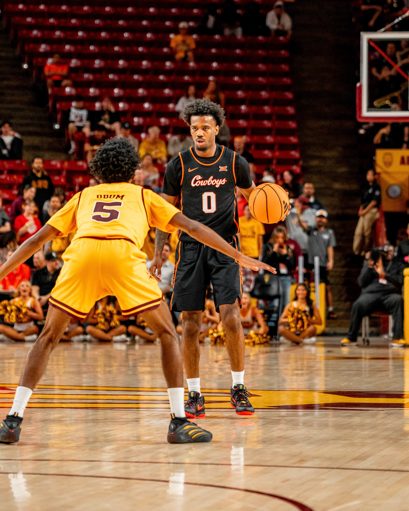 Image Taken at Oklahoma State Mens Basketball at Arizona State University, 10, 02, 2026, Desert Financial Arena, Tempe, Arizona. Carson Skidmore/OSU Athletics