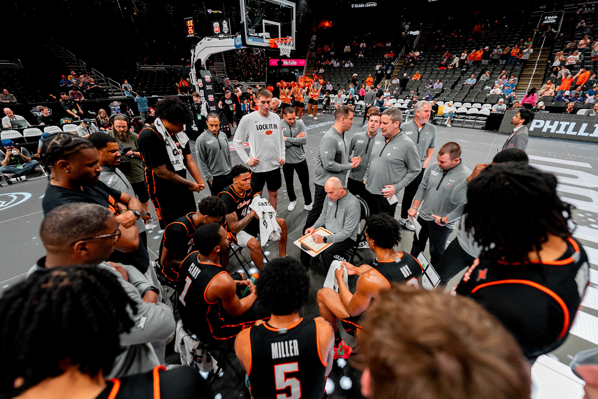 Image Taken at 2026 Phillips 66 Big 12 Men's Basketball Tournament, 11, 03, 2026, T-Mobile Center, Kansas City Missouri. Carson Skidmore/OSU Athletics