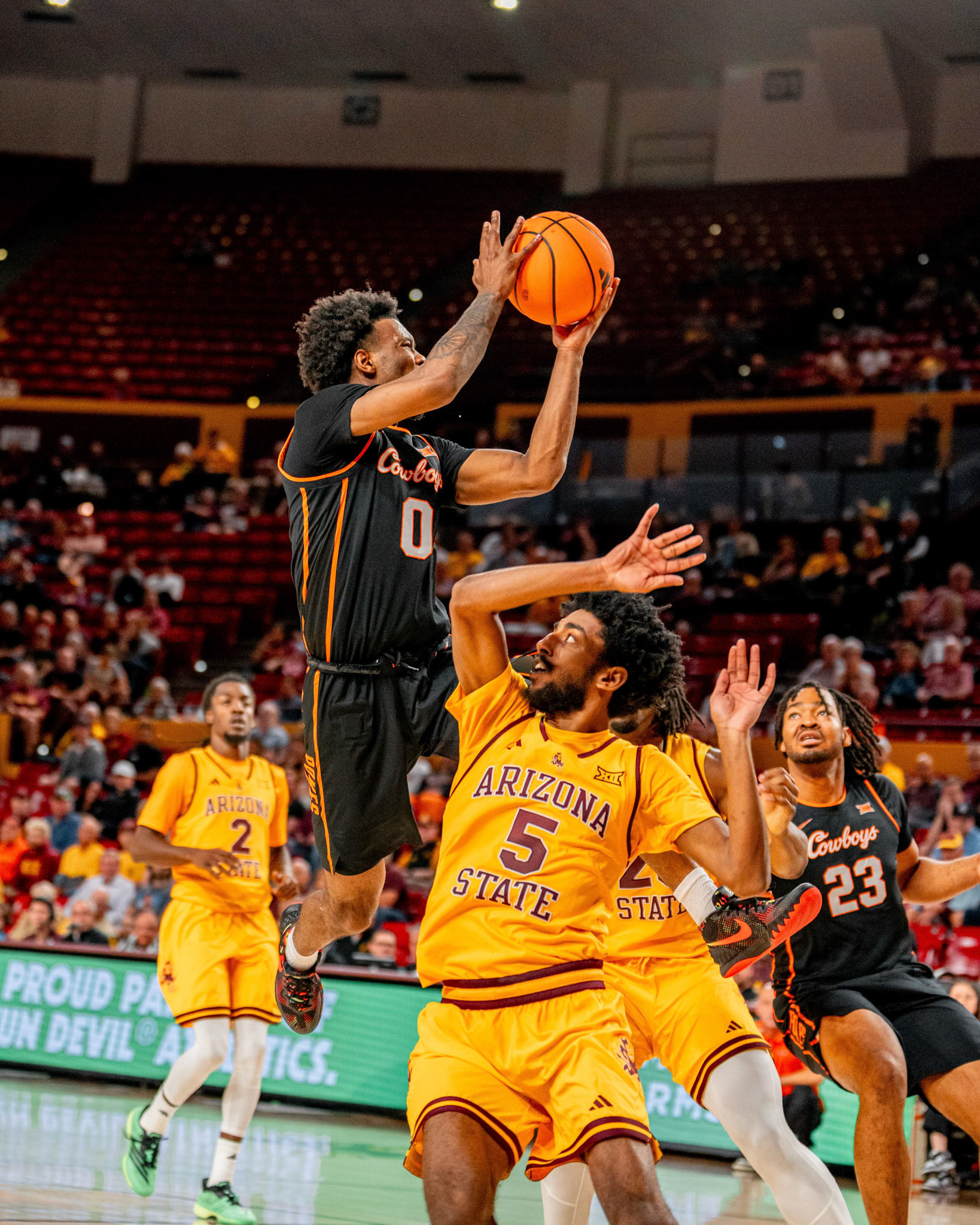 Image Taken at Oklahoma State Mens Basketball at Arizona State University, 10, 02, 2026, Desert Financial Arena, Tempe, Arizona. Carson Skidmore/OSU Athletics