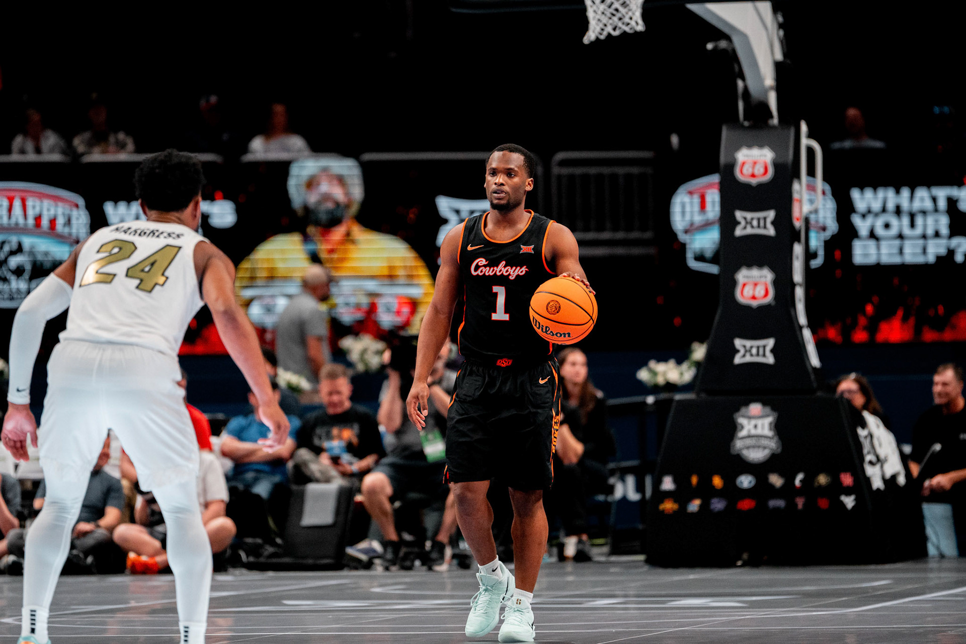 Image Taken at 2026 Phillips 66 Big 12 Men's Basketball Tournament, 11, 03, 2026, T-Mobile Center, Kansas City Missouri. Carson Skidmore/OSU Athletics