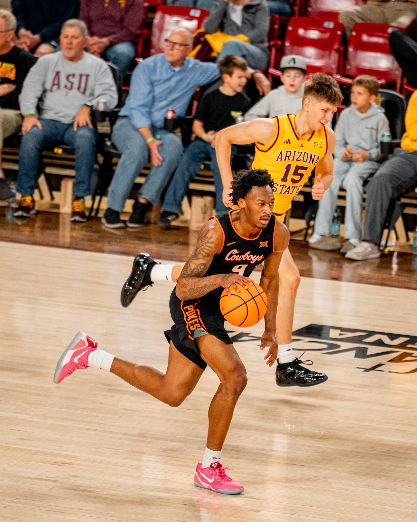 Image Taken at Oklahoma State Mens Basketball at Arizona State University, 10, 02, 2026, Desert Financial Arena, Tempe, Arizona. Carson Skidmore/OSU Athletics