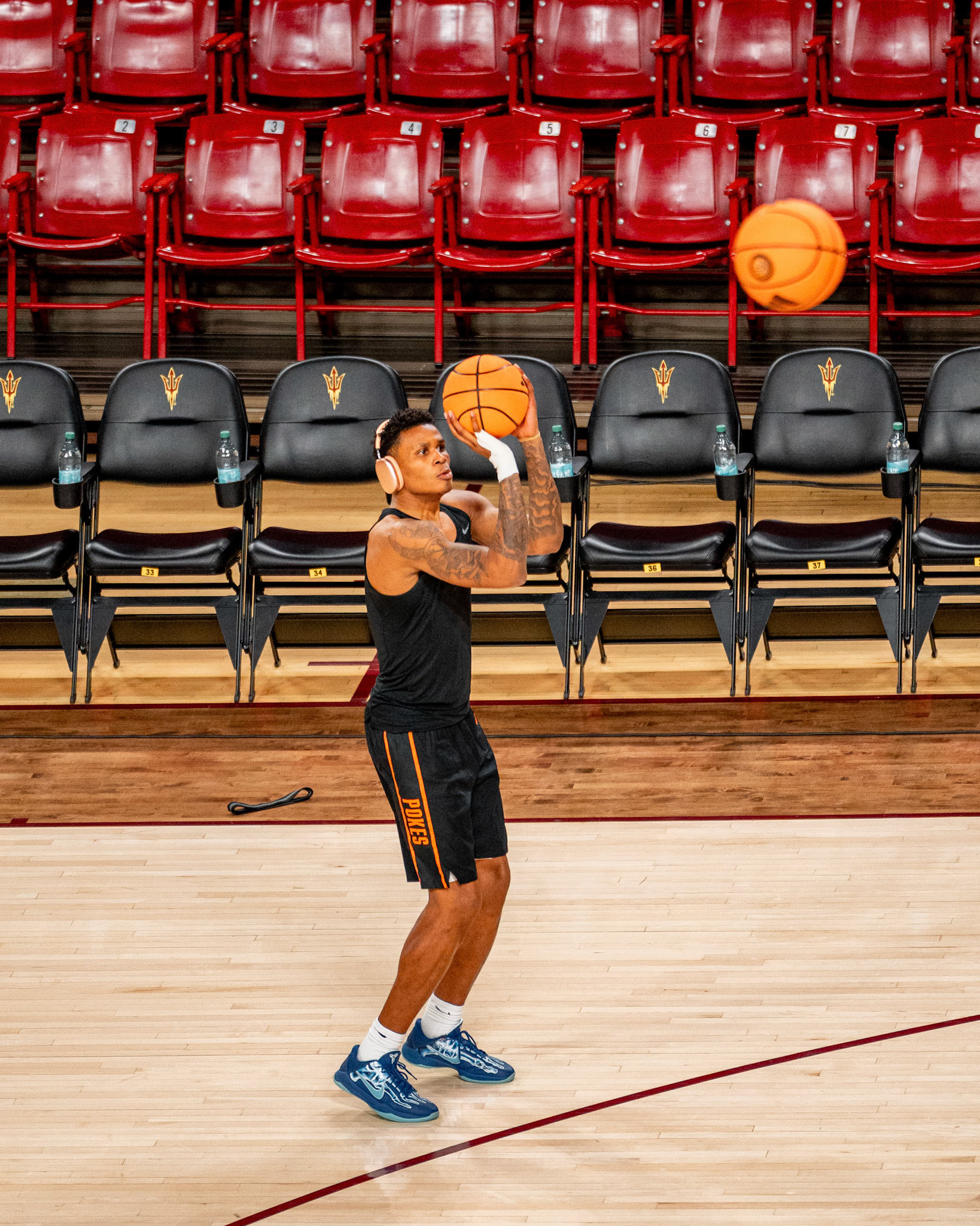 Image Taken at Oklahoma State Mens Basketball at Arizona State University, 10, 02, 2026, Desert Financial Arena, Tempe, Arizona. Carson Skidmore/OSU Athletics