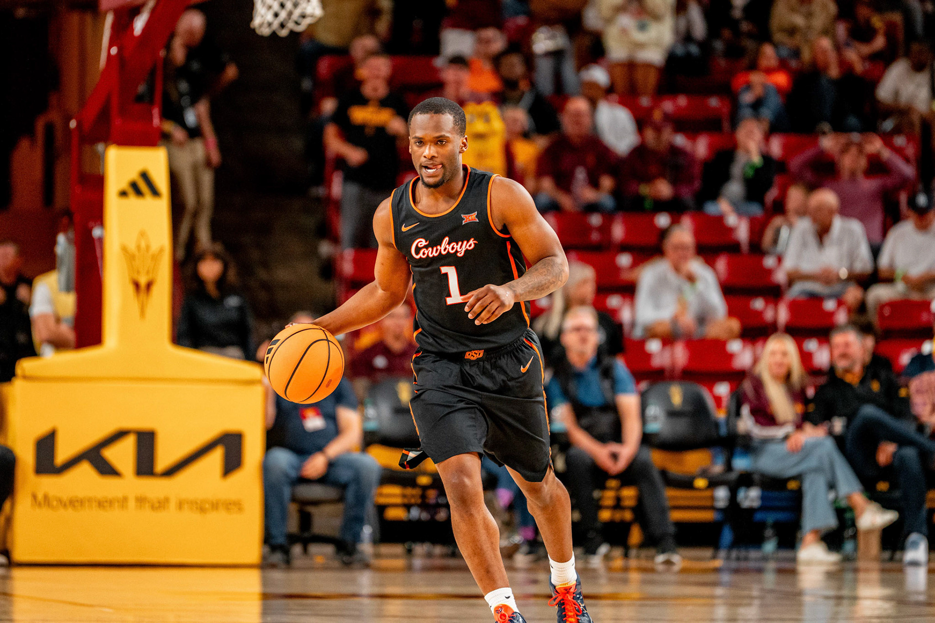 Image Taken at Oklahoma State Mens Basketball at Arizona State University, 10, 02, 2026, Desert Financial Arena, Tempe, Arizona. Carson Skidmore/OSU Athletics