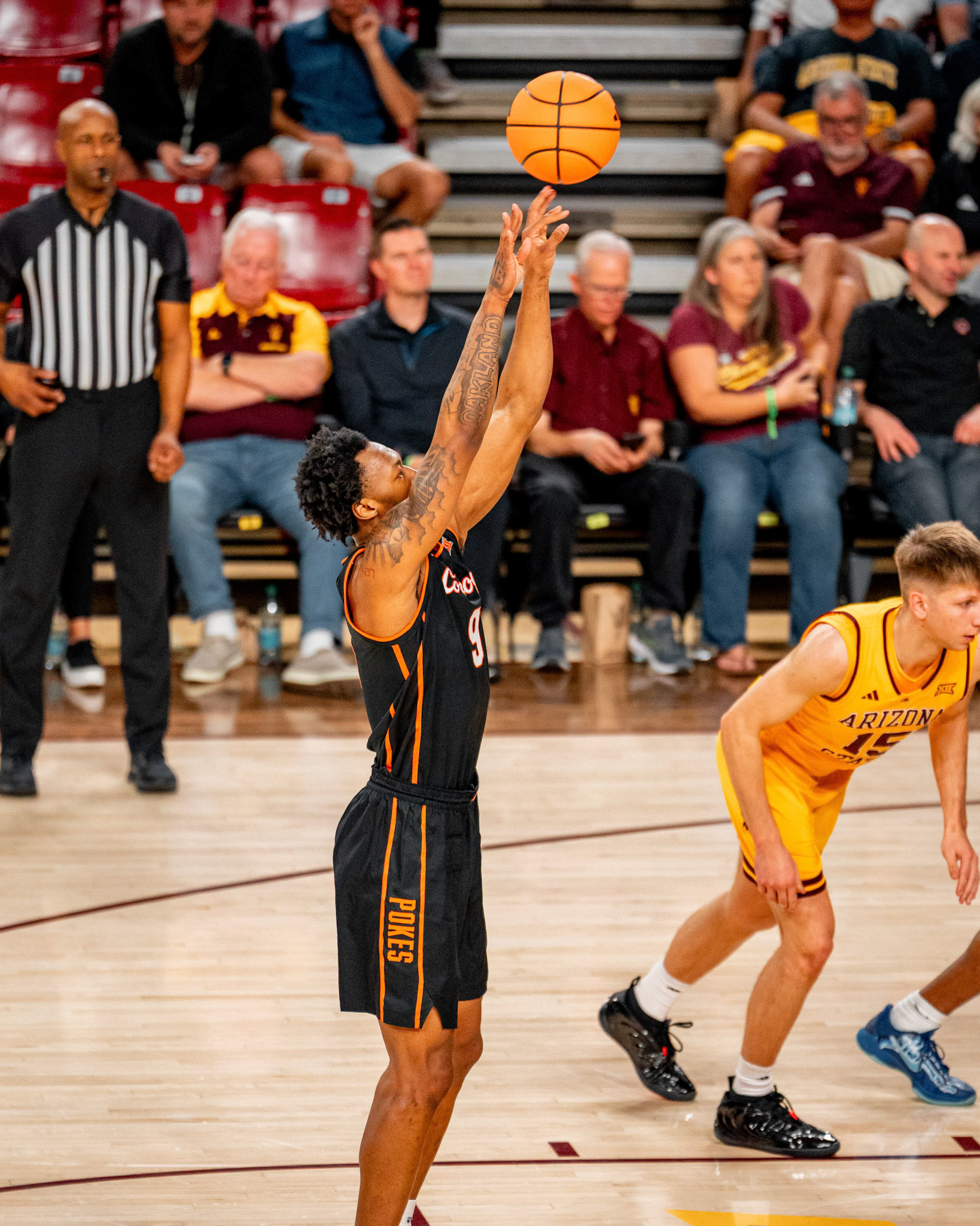 Image Taken at Oklahoma State Mens Basketball at Arizona State University, 10, 02, 2026, Desert Financial Arena, Tempe, Arizona. Carson Skidmore/OSU Athletics