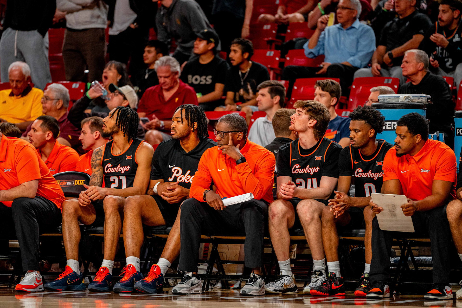 Image Taken at Oklahoma State Mens Basketball at Arizona State University, 10, 02, 2026, Desert Financial Arena, Tempe, Arizona. Carson Skidmore/OSU Athletics