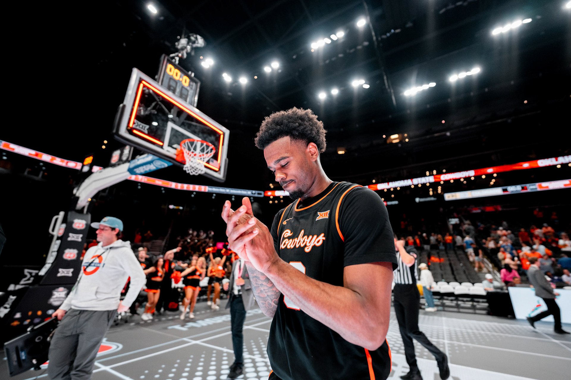 Image Taken at 2026 Phillips 66 Big 12 Men's Basketball Tournament, 11, 03, 2026, T-Mobile Center, Kansas City Missouri. Carson Skidmore/OSU Athletics