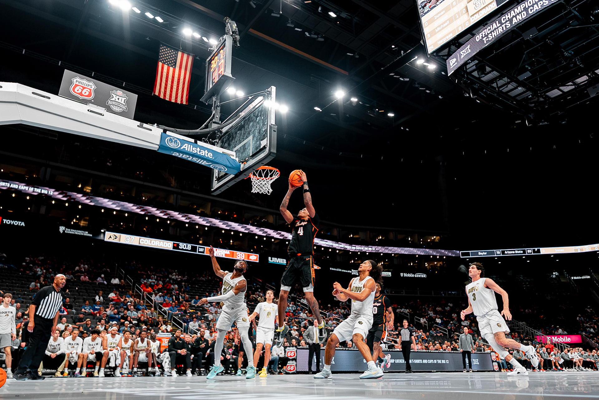 Image Taken at 2026 Phillips 66 Big 12 Men's Basketball Tournament, 11, 03, 2026, T-Mobile Center, Kansas City Missouri. Carson Skidmore/OSU Athletics