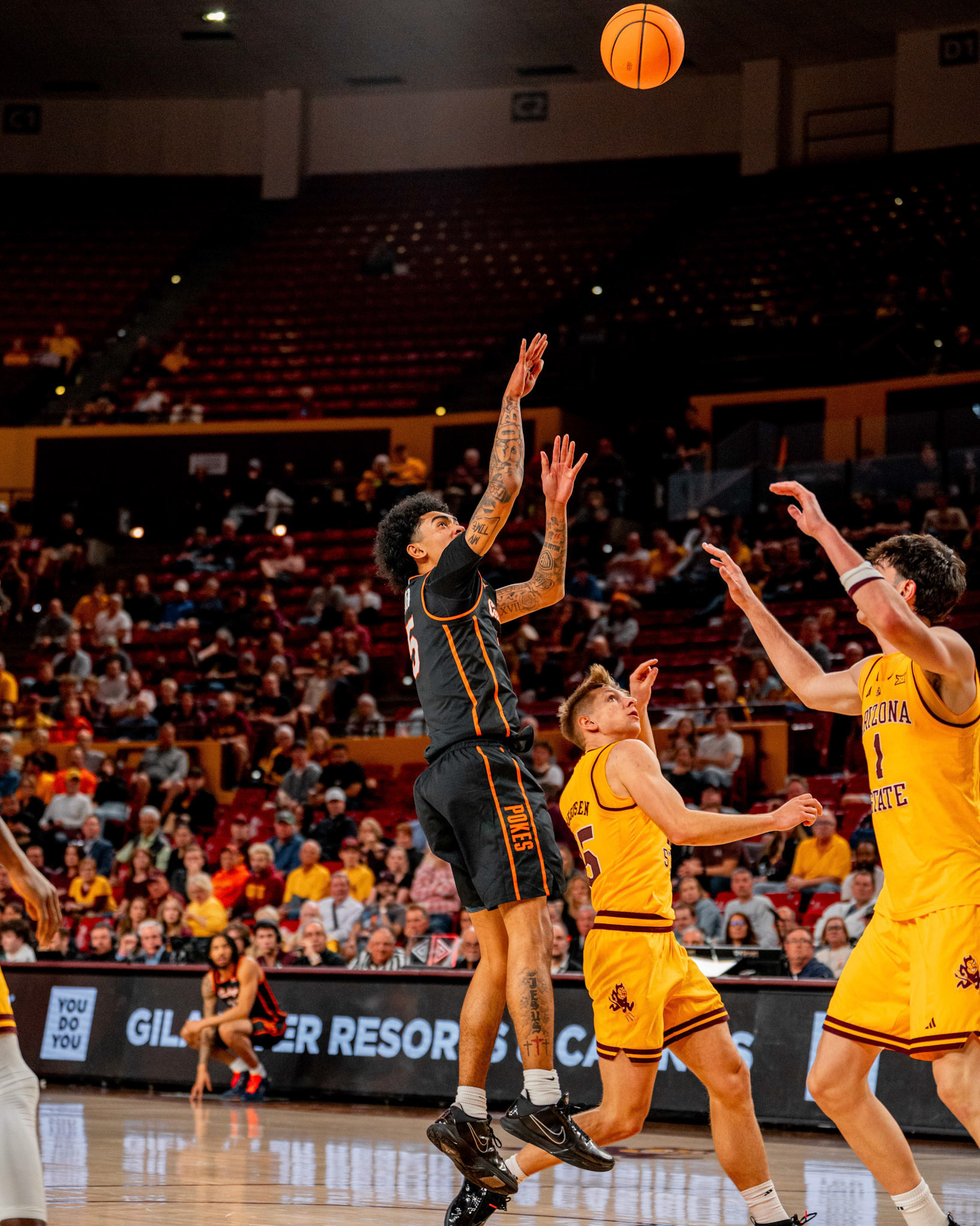 Image Taken at Oklahoma State Mens Basketball at Arizona State University, 10, 02, 2026, Desert Financial Arena, Tempe, Arizona. Carson Skidmore/OSU Athletics