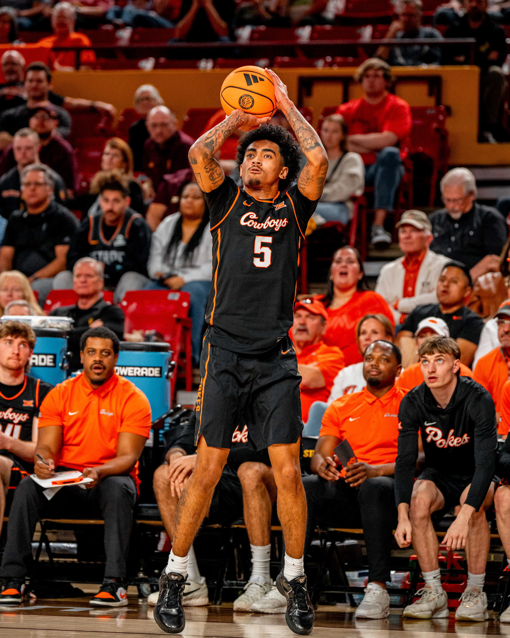 Image Taken at Oklahoma State Mens Basketball at Arizona State University, 10, 02, 2026, Desert Financial Arena, Tempe, Arizona. Carson Skidmore/OSU Athletics