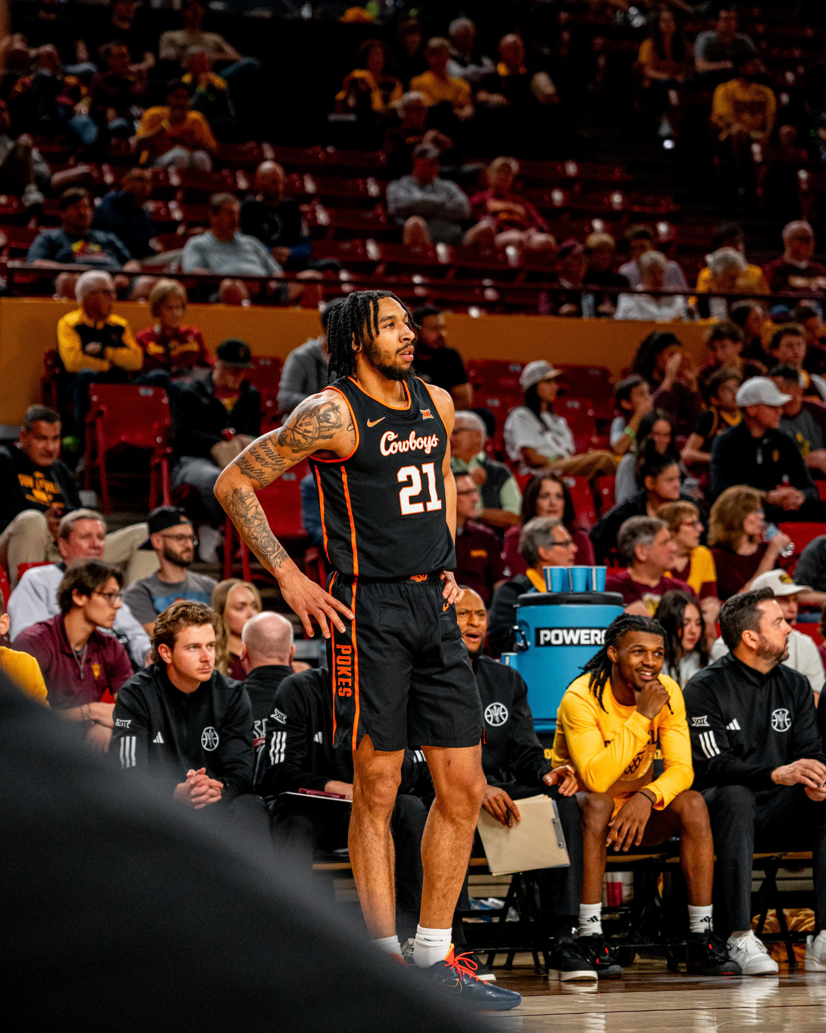 Image Taken at Oklahoma State Mens Basketball at Arizona State University, 10, 02, 2026, Desert Financial Arena, Tempe, Arizona. Carson Skidmore/OSU Athletics