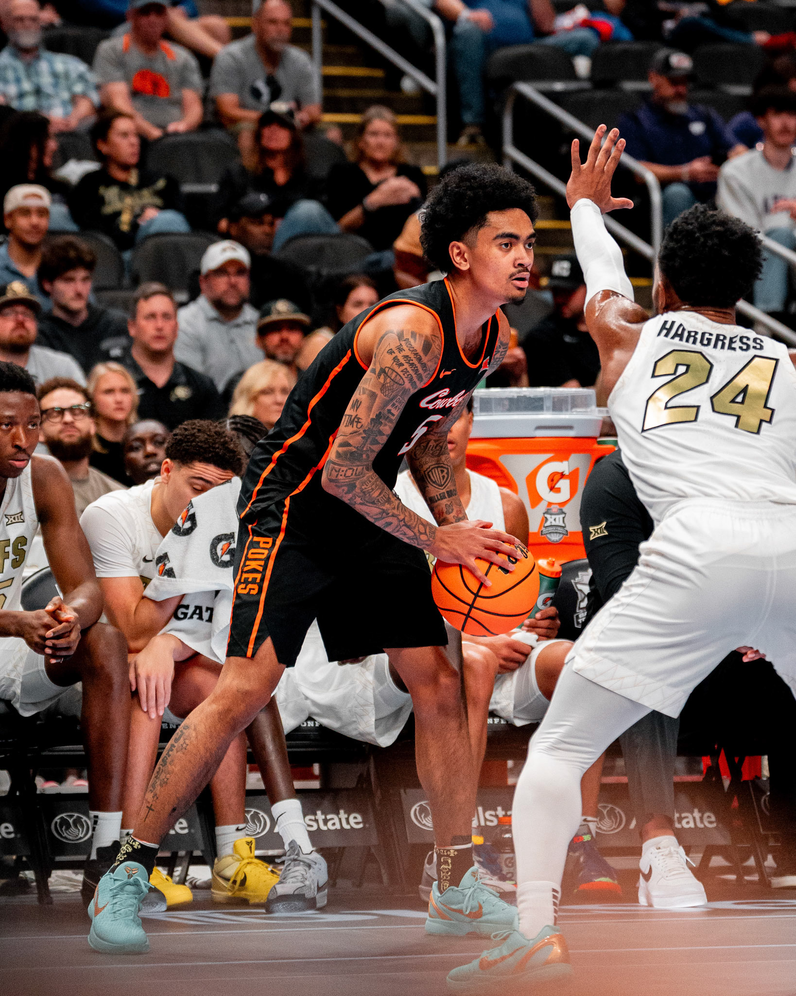 Image Taken at 2026 Phillips 66 Big 12 Men's Basketball Tournament, 11, 03, 2026, T-Mobile Center, Kansas City Missouri. Carson Skidmore/OSU Athletics