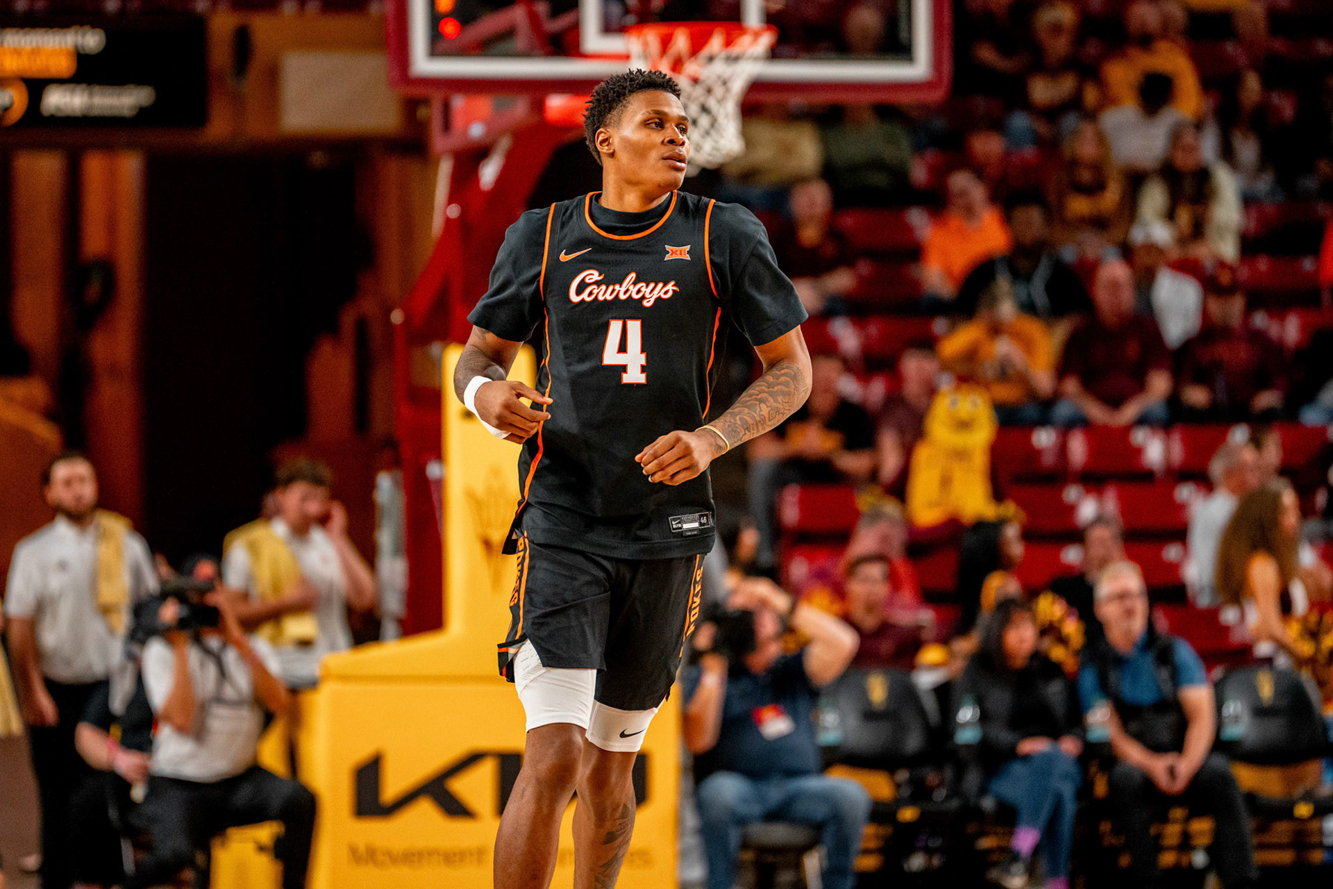 Image Taken at Oklahoma State Mens Basketball at Arizona State University, 10, 02, 2026, Desert Financial Arena, Tempe, Arizona. Carson Skidmore/OSU Athletics