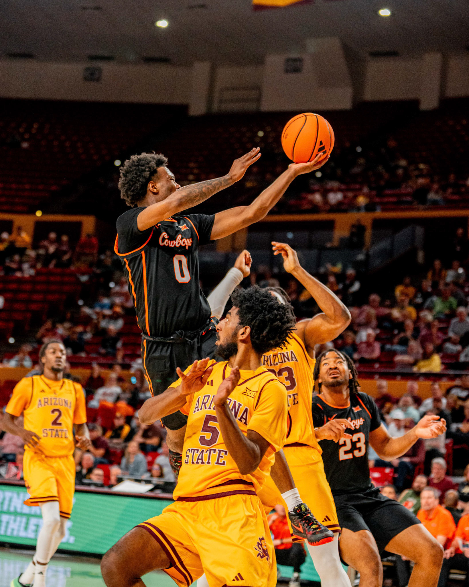 Image Taken at Oklahoma State Mens Basketball at Arizona State University, 10, 02, 2026, Desert Financial Arena, Tempe, Arizona. Carson Skidmore/OSU Athletics