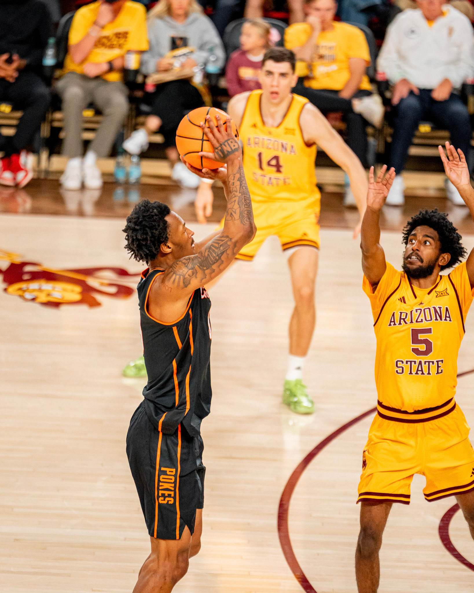 Image Taken at Oklahoma State Mens Basketball at Arizona State University, 10, 02, 2026, Desert Financial Arena, Tempe, Arizona. Carson Skidmore/OSU Athletics