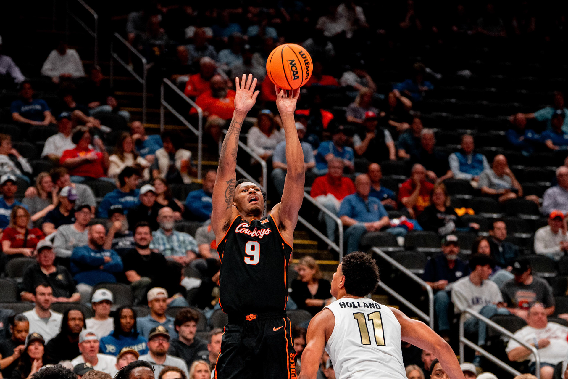 Image Taken at 2026 Phillips 66 Big 12 Men's Basketball Tournament, 11, 03, 2026, T-Mobile Center, Kansas City Missouri. Carson Skidmore/OSU Athletics