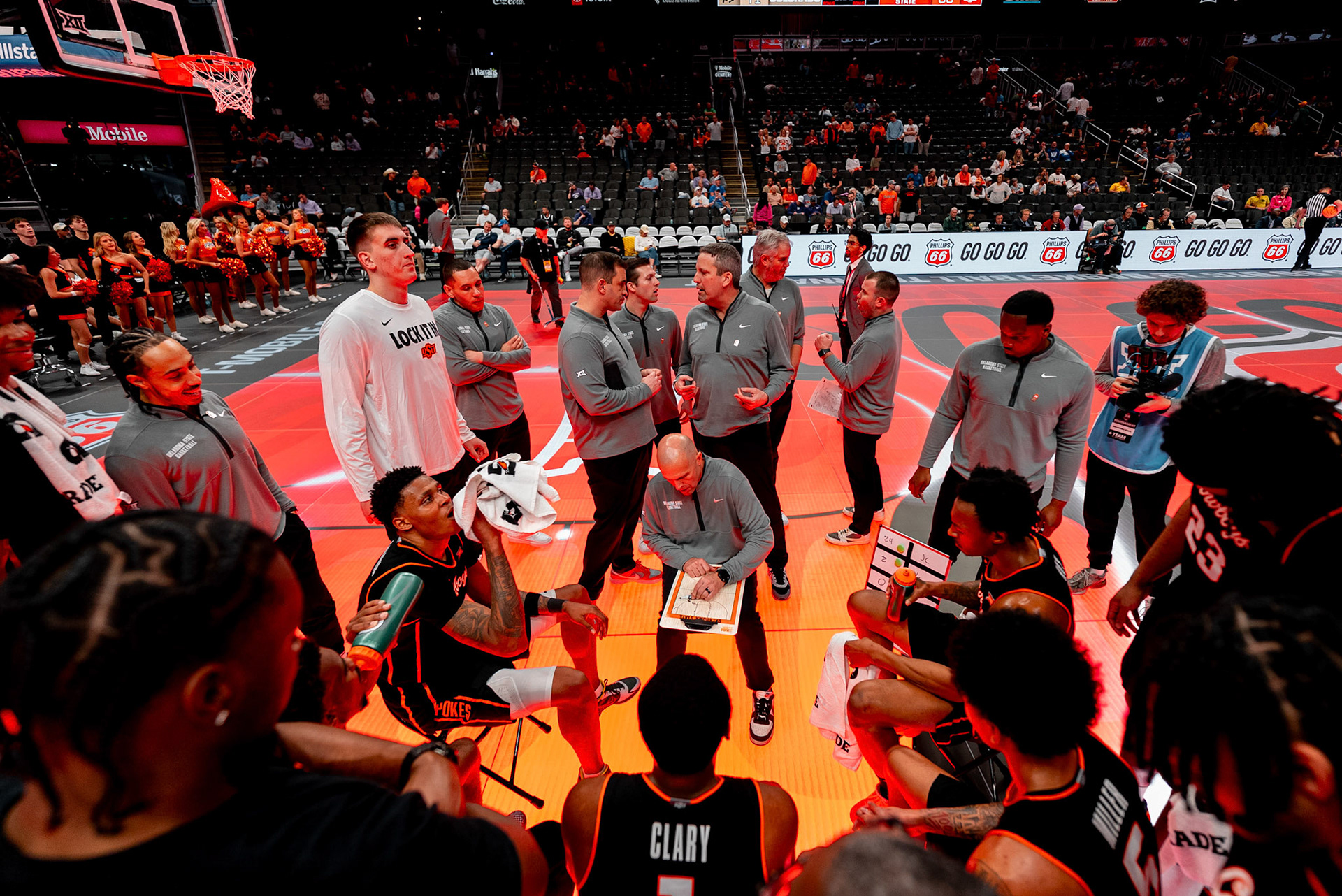 Image Taken at 2026 Phillips 66 Big 12 Men's Basketball Tournament, 11, 03, 2026, T-Mobile Center, Kansas City Missouri. Carson Skidmore/OSU Athletics