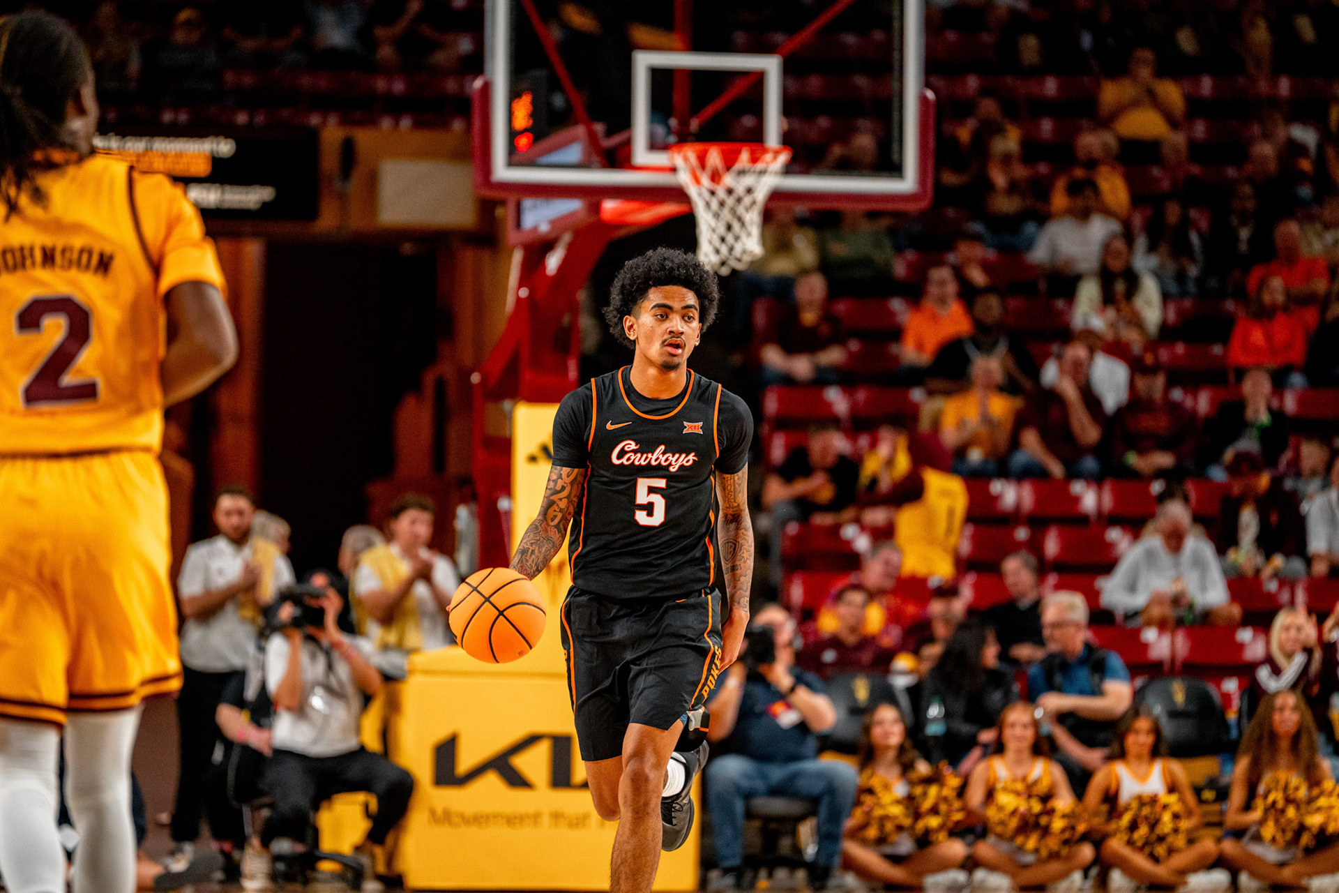 Image Taken at Oklahoma State Mens Basketball at Arizona State University, 10, 02, 2026, Desert Financial Arena, Tempe, Arizona. Carson Skidmore/OSU Athletics
