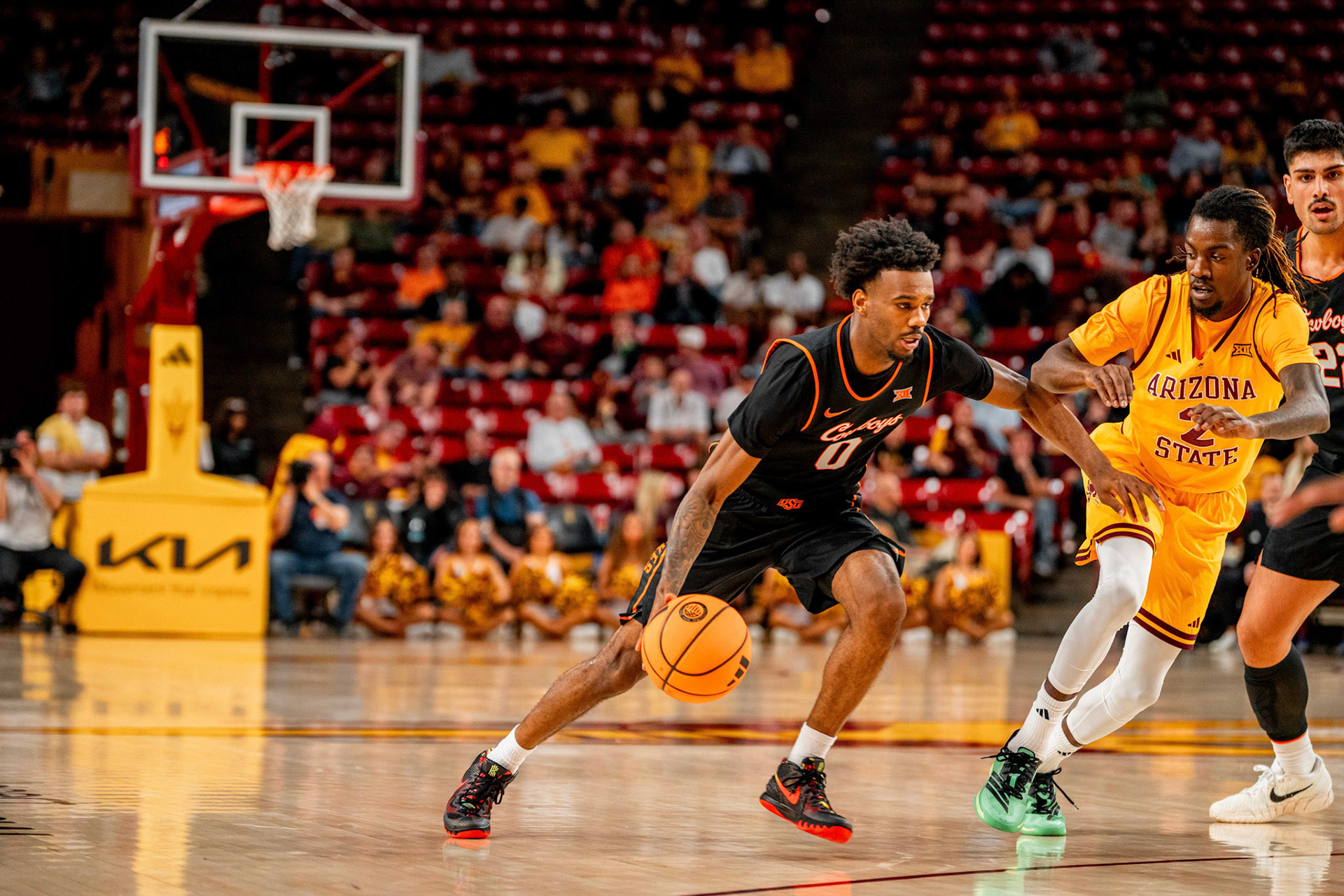 Image Taken at Oklahoma State Mens Basketball at Arizona State University, 10, 02, 2026, Desert Financial Arena, Tempe, Arizona. Carson Skidmore/OSU Athletics