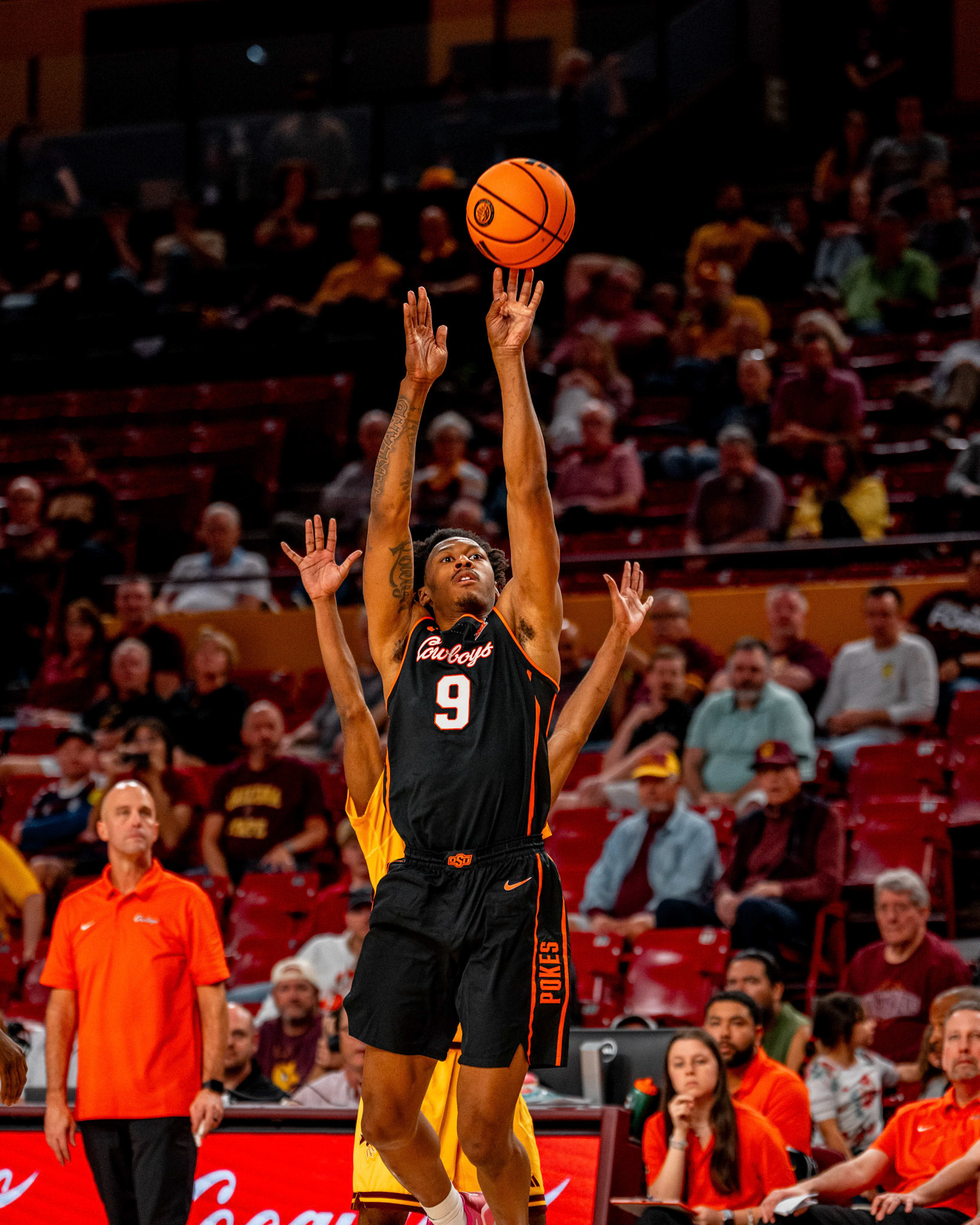 Image Taken at Oklahoma State Mens Basketball at Arizona State University, 10, 02, 2026, Desert Financial Arena, Tempe, Arizona. Carson Skidmore/OSU Athletics