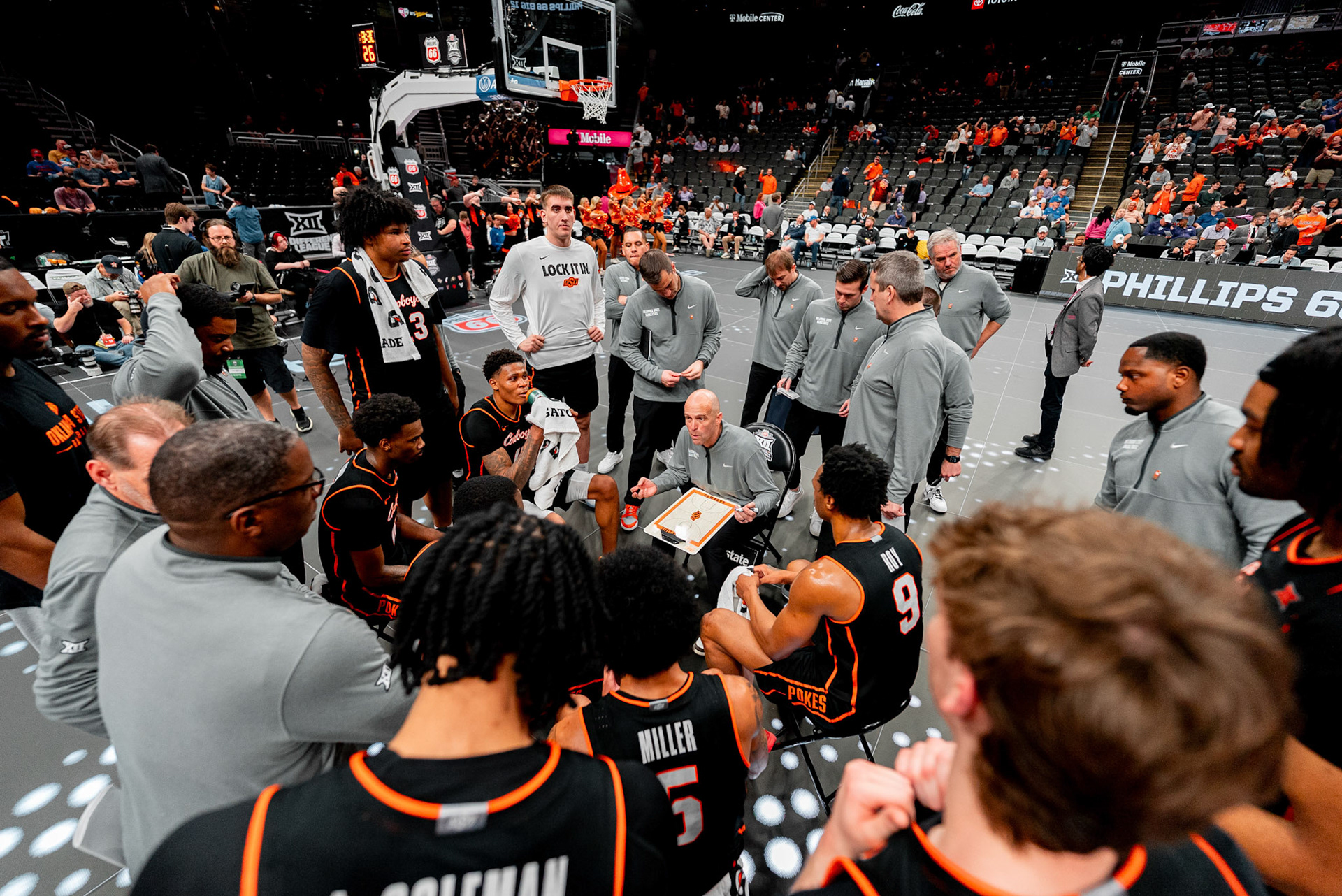 Image Taken at 2026 Phillips 66 Big 12 Men's Basketball Tournament, 11, 03, 2026, T-Mobile Center, Kansas City Missouri. Carson Skidmore/OSU Athletics