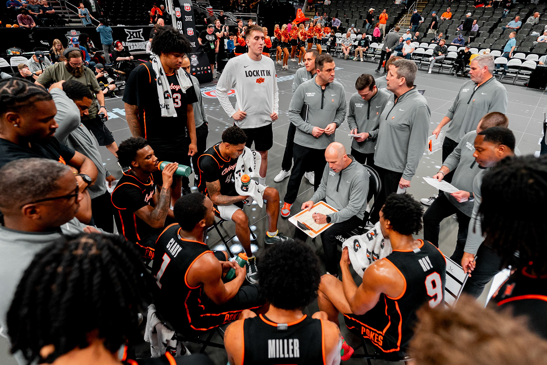 Image Taken at 2026 Phillips 66 Big 12 Men's Basketball Tournament, 11, 03, 2026, T-Mobile Center, Kansas City Missouri. Carson Skidmore/OSU Athletics