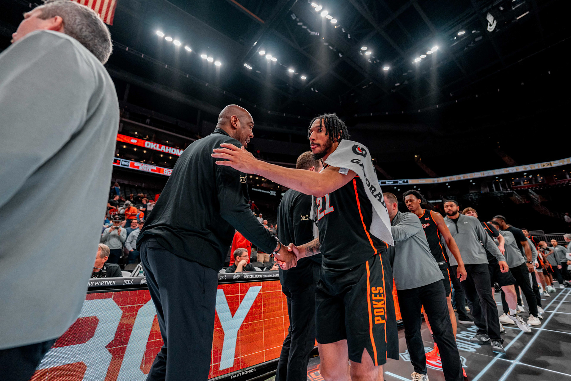 Image Taken at 2026 Phillips 66 Big 12 Men's Basketball Tournament, 11, 03, 2026, T-Mobile Center, Kansas City Missouri. Carson Skidmore/OSU Athletics