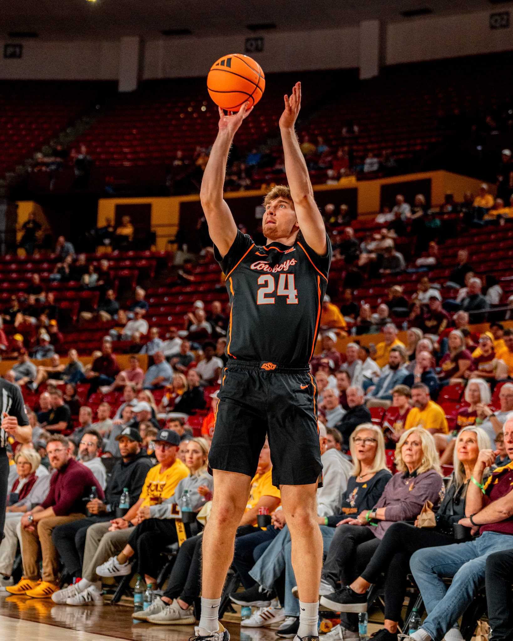 Image Taken at Oklahoma State Mens Basketball at Arizona State University, 10, 02, 2026, Desert Financial Arena, Tempe, Arizona. Carson Skidmore/OSU Athletics