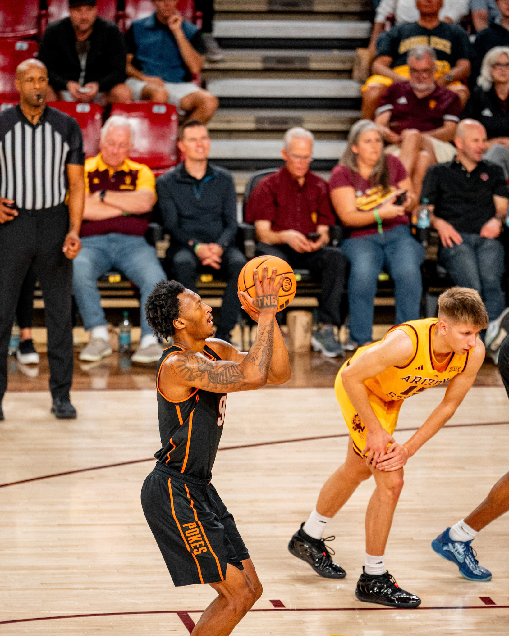 Image Taken at Oklahoma State Mens Basketball at Arizona State University, 10, 02, 2026, Desert Financial Arena, Tempe, Arizona. Carson Skidmore/OSU Athletics