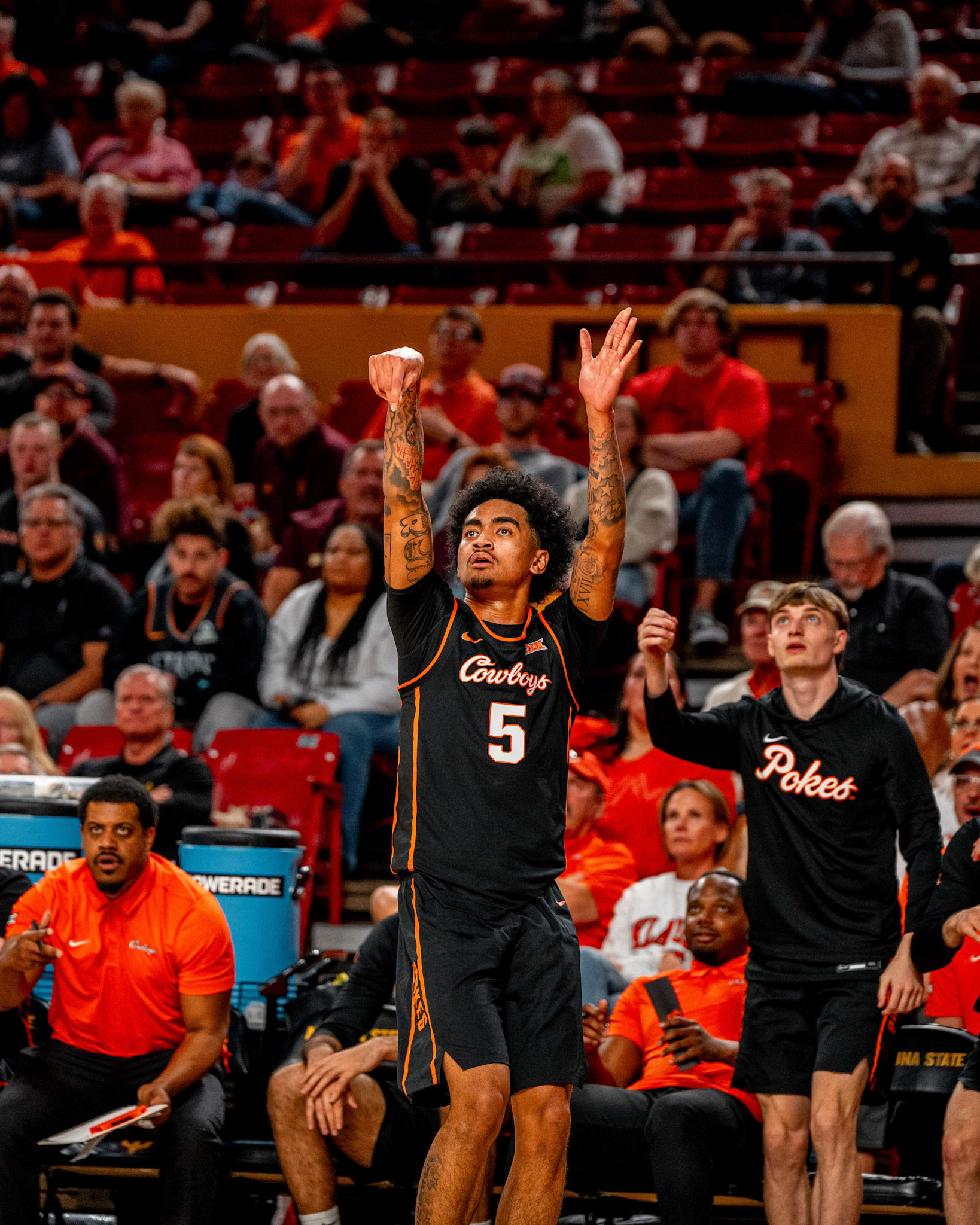 Image Taken at Oklahoma State Mens Basketball at Arizona State University, 10, 02, 2026, Desert Financial Arena, Tempe, Arizona. Carson Skidmore/OSU Athletics