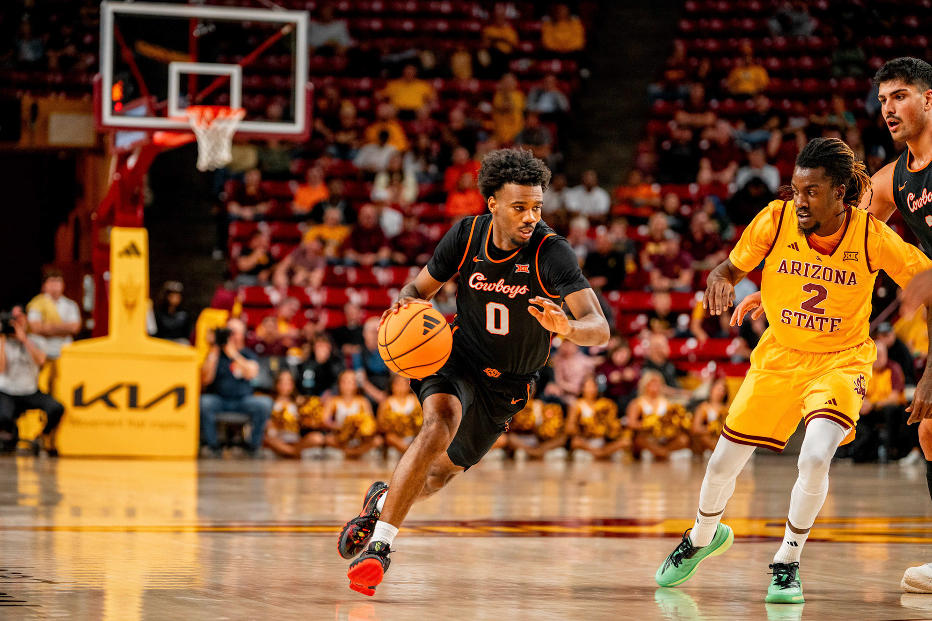 Image Taken at Oklahoma State Mens Basketball at Arizona State University, 10, 02, 2026, Desert Financial Arena, Tempe, Arizona. Carson Skidmore/OSU Athletics
