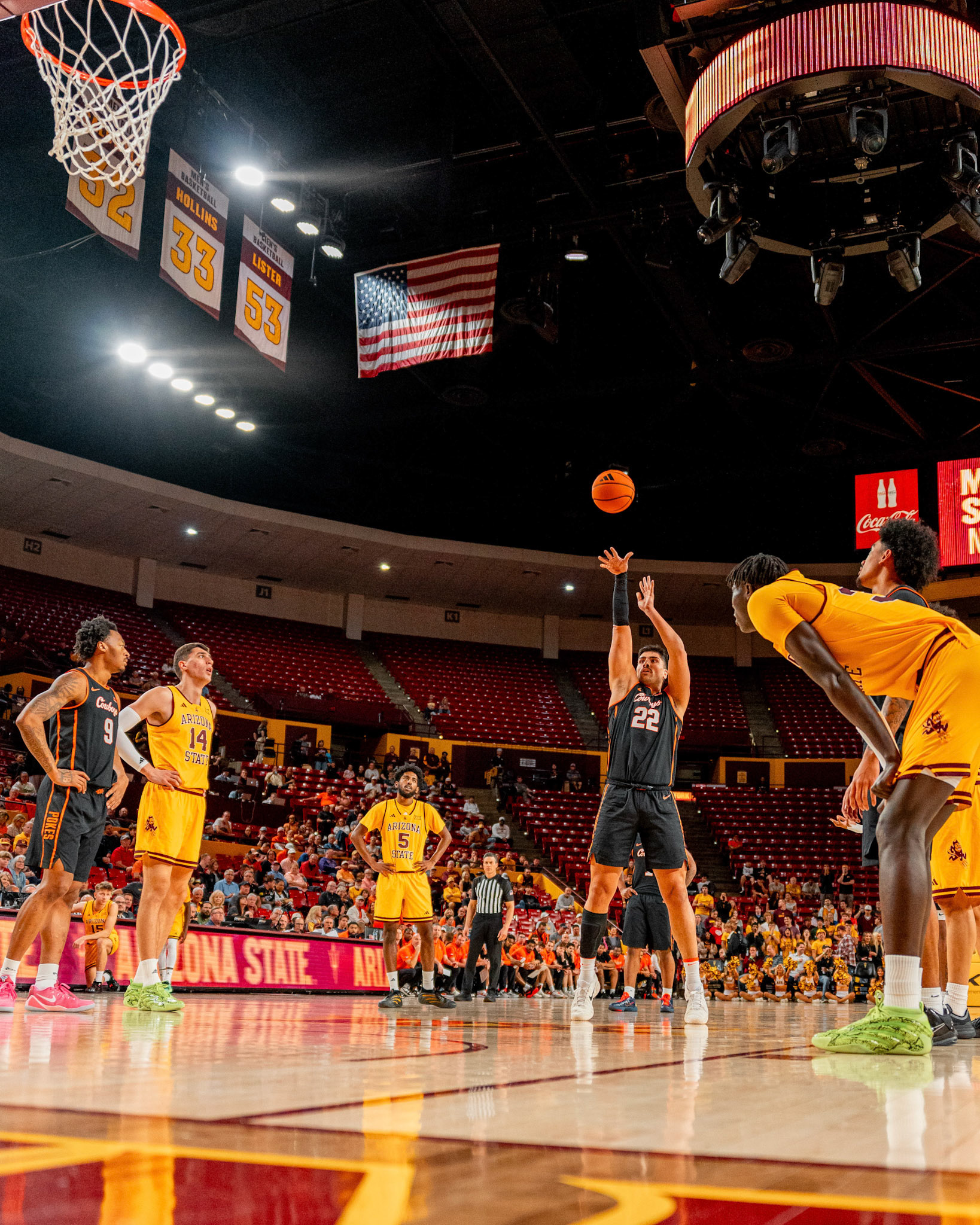 Image Taken at Oklahoma State Mens Basketball at Arizona State University, 10, 02, 2026, Desert Financial Arena, Tempe, Arizona. Carson Skidmore/OSU Athletics