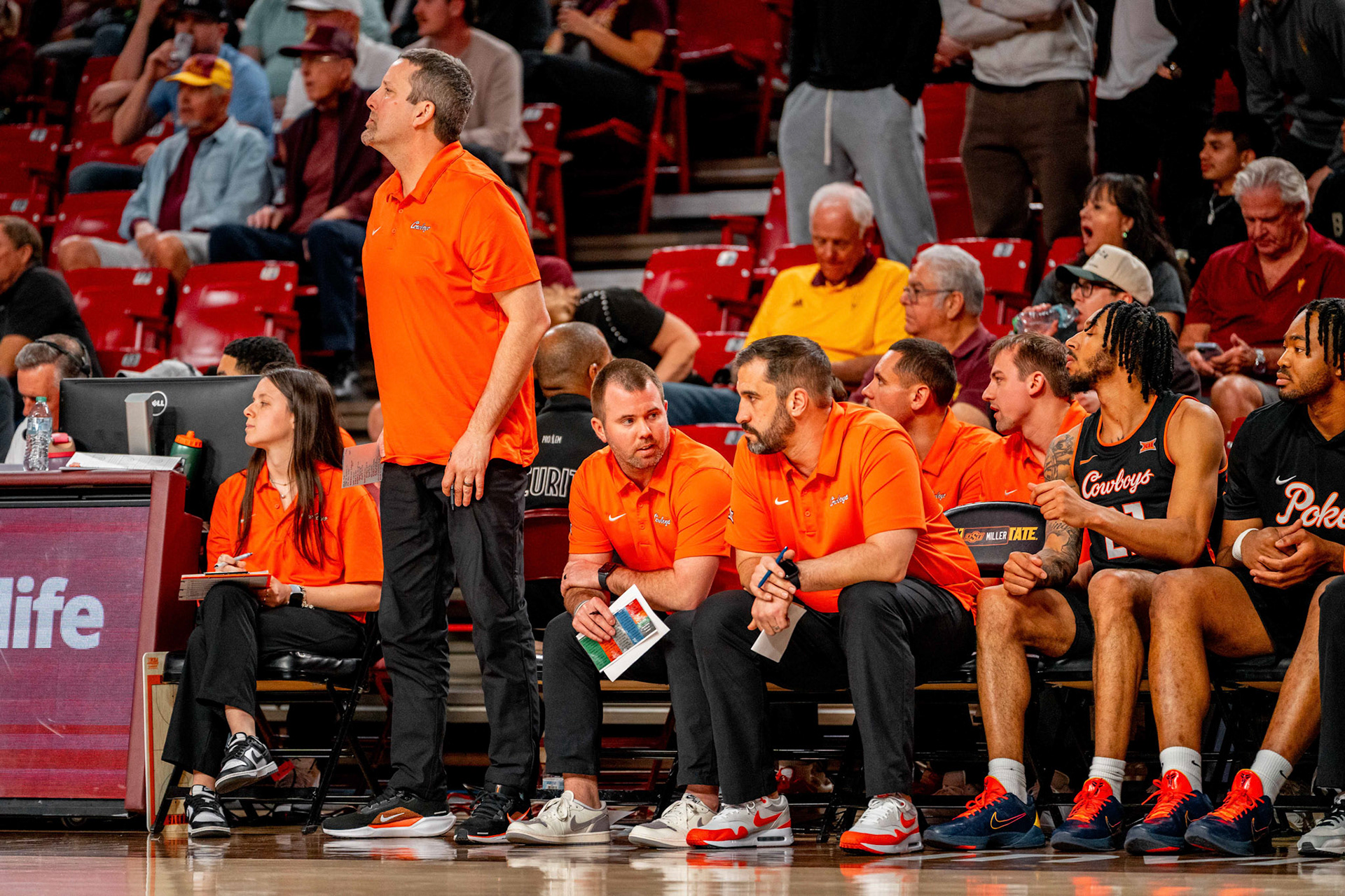 Image Taken at Oklahoma State Mens Basketball at Arizona State University, 10, 02, 2026, Desert Financial Arena, Tempe, Arizona. Carson Skidmore/OSU Athletics