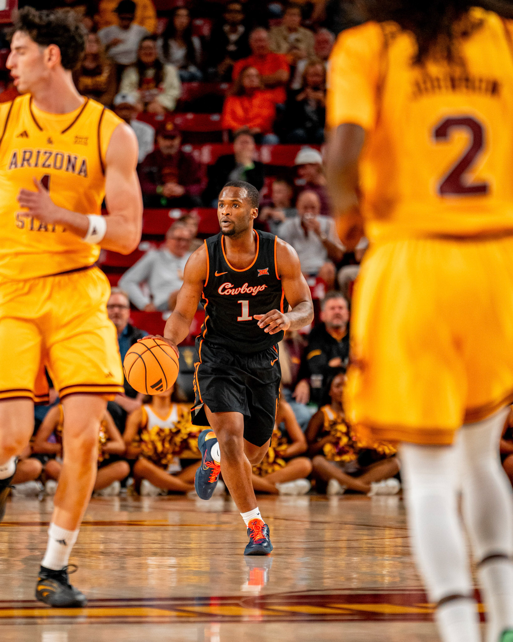 Image Taken at Oklahoma State Mens Basketball at Arizona State University, 10, 02, 2026, Desert Financial Arena, Tempe, Arizona. Carson Skidmore/OSU Athletics