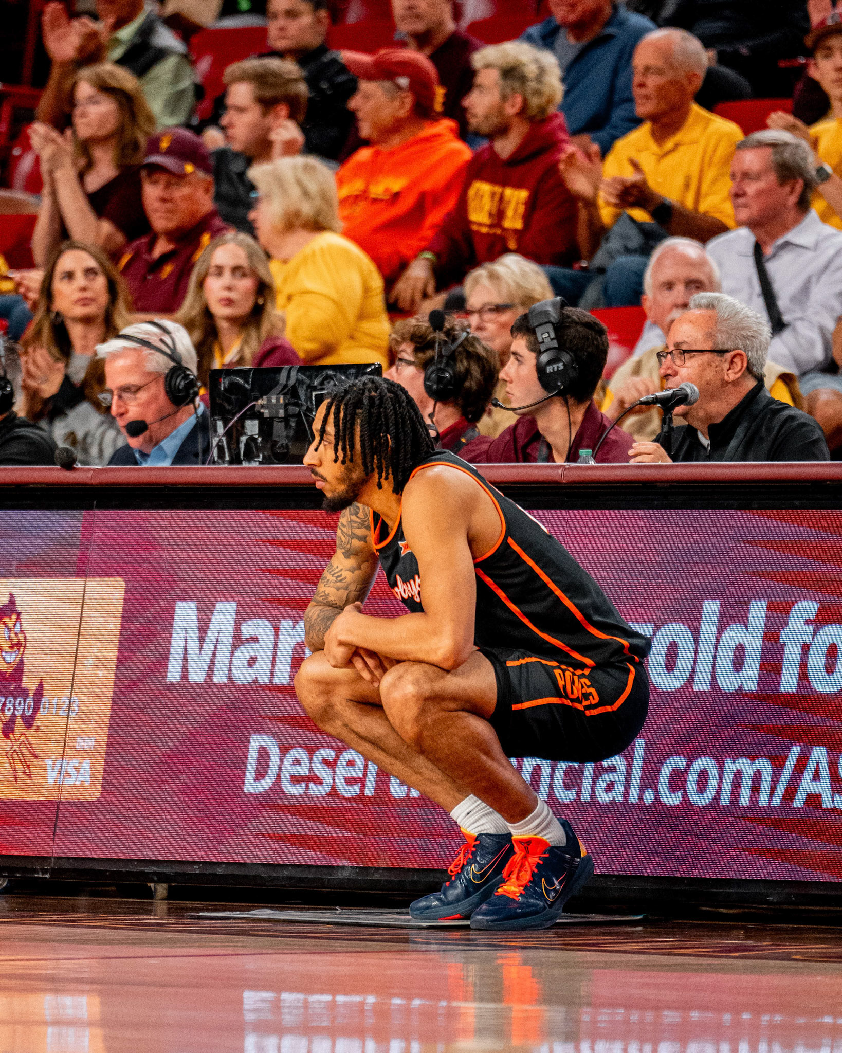 Image Taken at Oklahoma State Mens Basketball at Arizona State University, 10, 02, 2026, Desert Financial Arena, Tempe, Arizona. Carson Skidmore/OSU Athletics