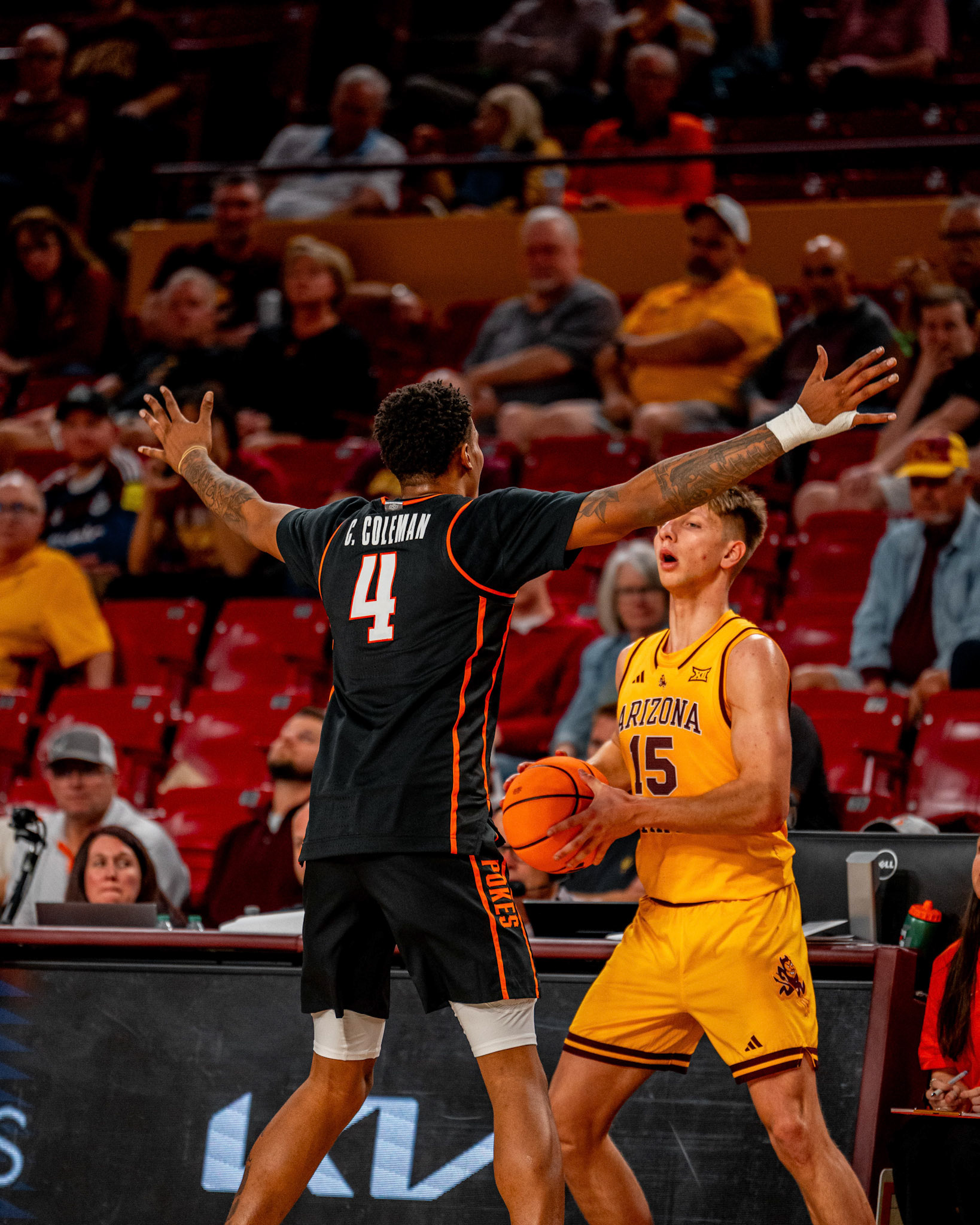 Image Taken at Oklahoma State Mens Basketball at Arizona State University, 10, 02, 2026, Desert Financial Arena, Tempe, Arizona. Carson Skidmore/OSU Athletics