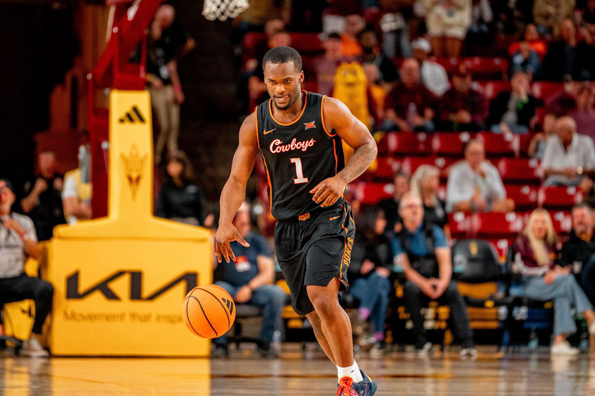 Image Taken at Oklahoma State Mens Basketball at Arizona State University, 10, 02, 2026, Desert Financial Arena, Tempe, Arizona. Carson Skidmore/OSU Athletics