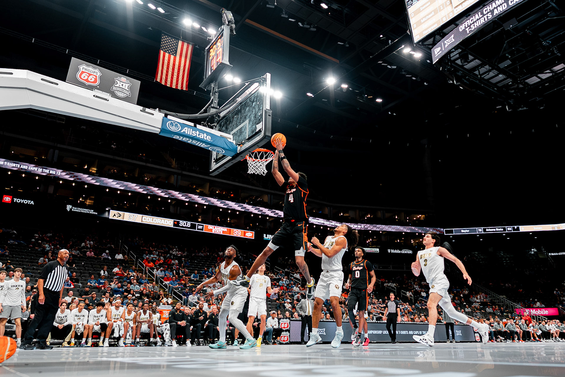 Image Taken at 2026 Phillips 66 Big 12 Men's Basketball Tournament, 11, 03, 2026, T-Mobile Center, Kansas City Missouri. Carson Skidmore/OSU Athletics