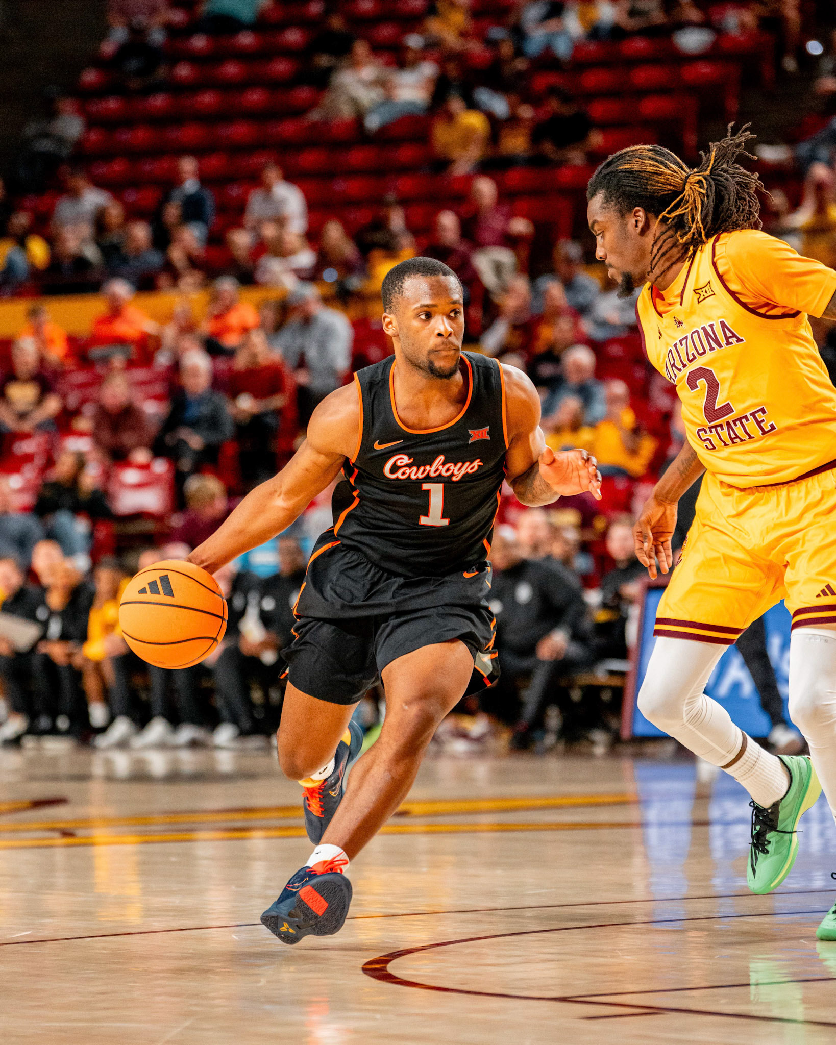 Image Taken at Oklahoma State Mens Basketball at Arizona State University, 10, 02, 2026, Desert Financial Arena, Tempe, Arizona. Carson Skidmore/OSU Athletics