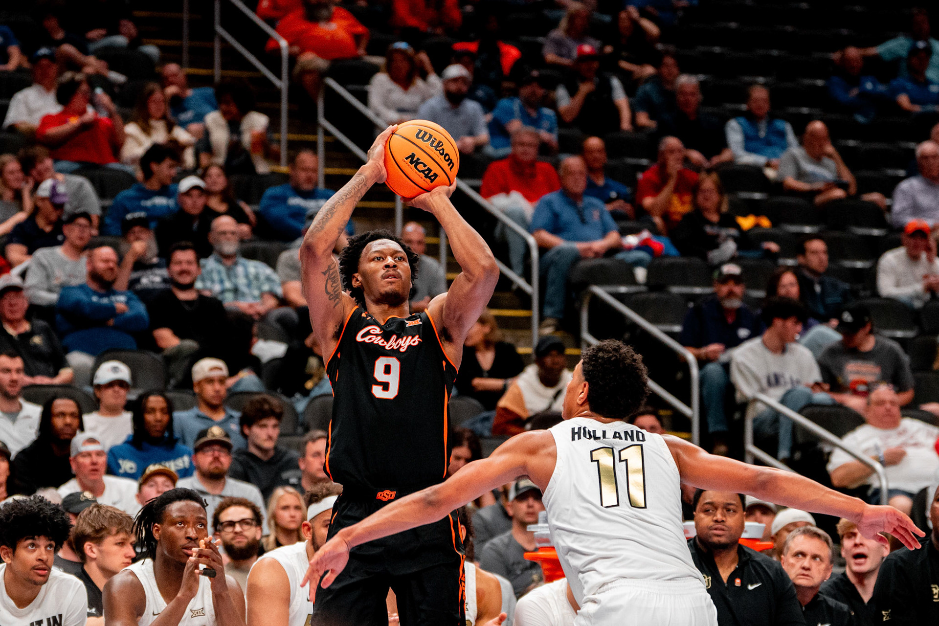 Image Taken at 2026 Phillips 66 Big 12 Men's Basketball Tournament, 11, 03, 2026, T-Mobile Center, Kansas City Missouri. Carson Skidmore/OSU Athletics