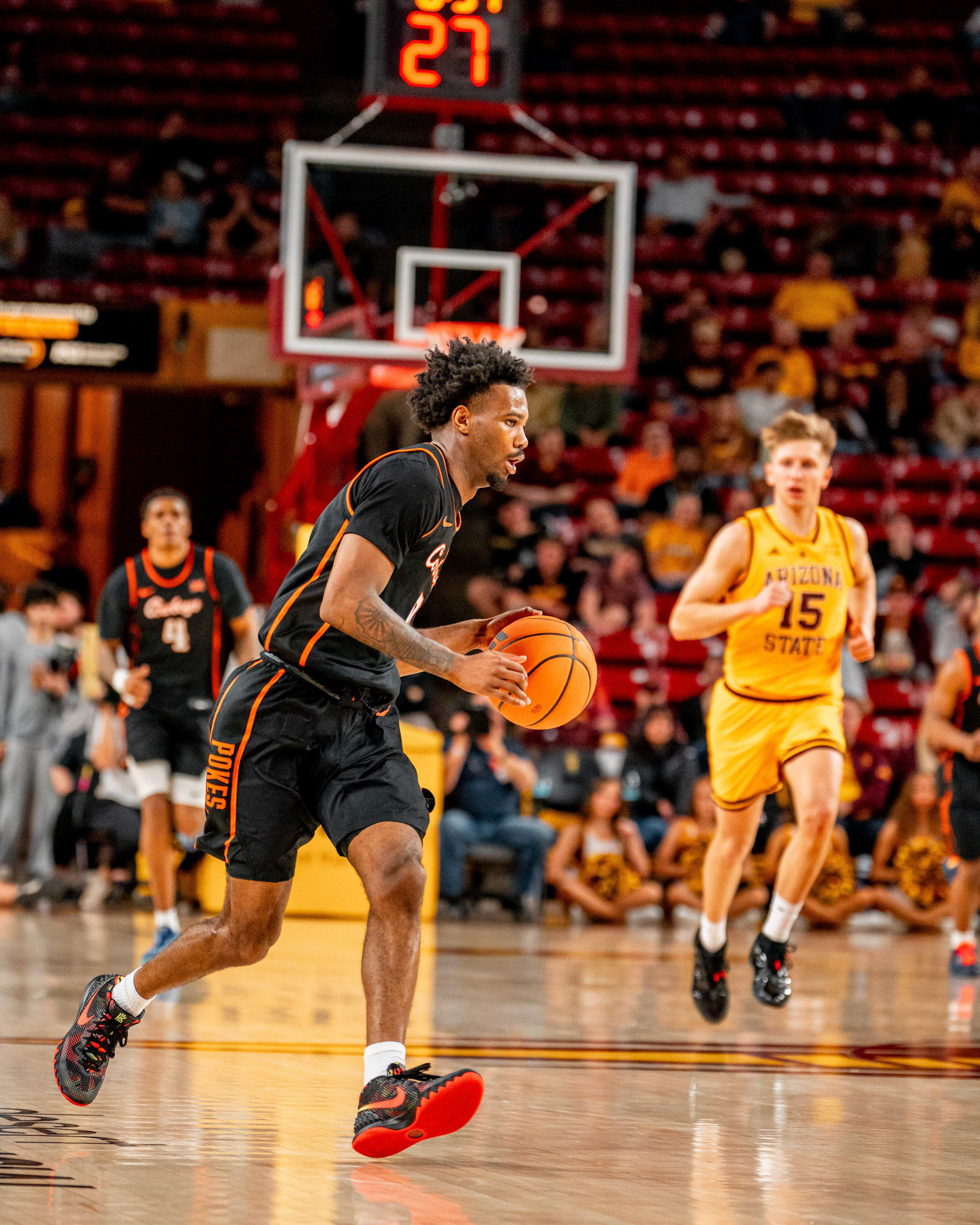 Image Taken at Oklahoma State Mens Basketball at Arizona State University, 10, 02, 2026, Desert Financial Arena, Tempe, Arizona. Carson Skidmore/OSU Athletics