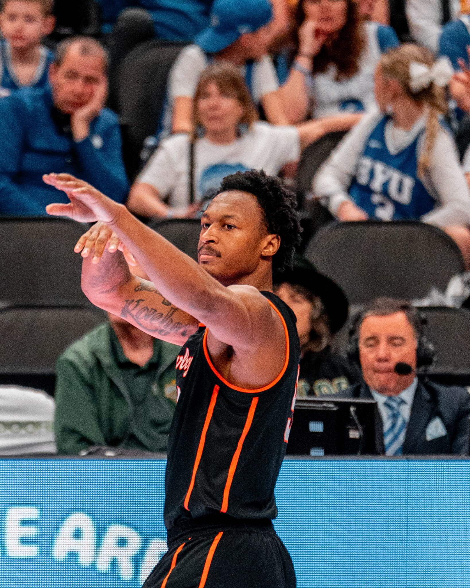 Image Taken at 2026 Phillips 66 Big 12 Men's Basketball Tournament, 11, 03, 2026, T-Mobile Center, Kansas City Missouri. Carson Skidmore/OSU Athletics