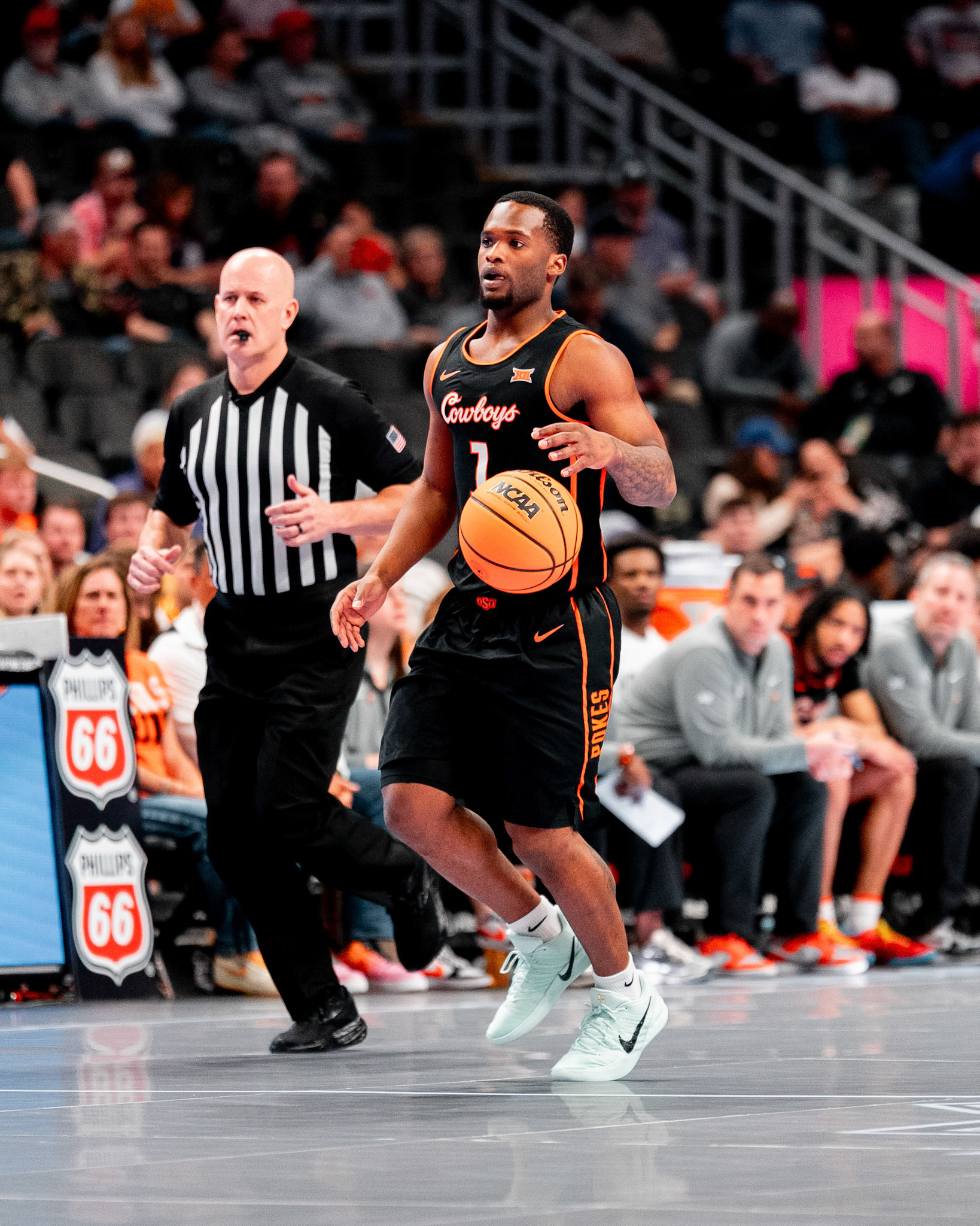 Image Taken at 2026 Phillips 66 Big 12 Men's Basketball Tournament, 11, 03, 2026, T-Mobile Center, Kansas City Missouri. Carson Skidmore/OSU Athletics