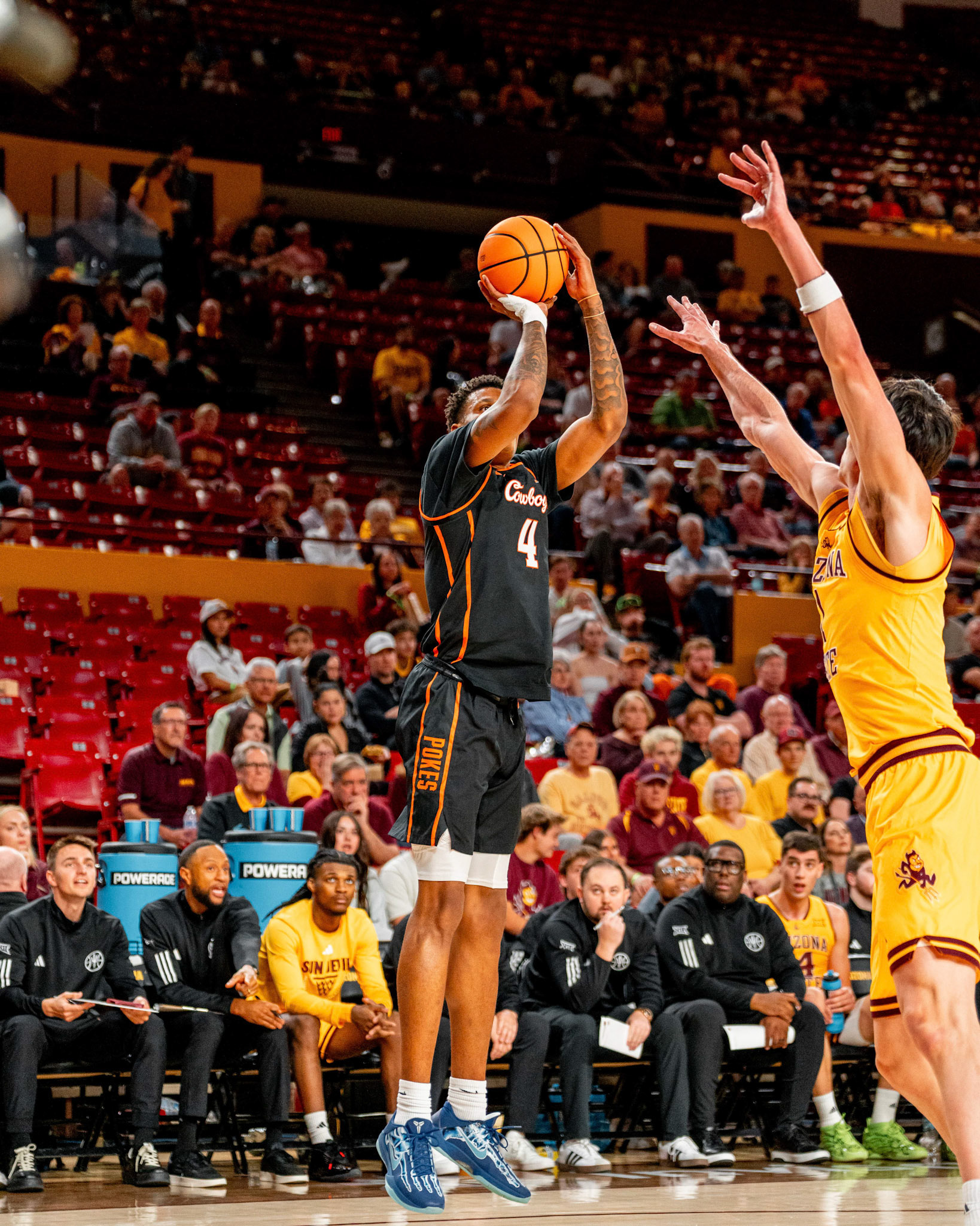 Image Taken at Oklahoma State Mens Basketball at Arizona State University, 10, 02, 2026, Desert Financial Arena, Tempe, Arizona. Carson Skidmore/OSU Athletics