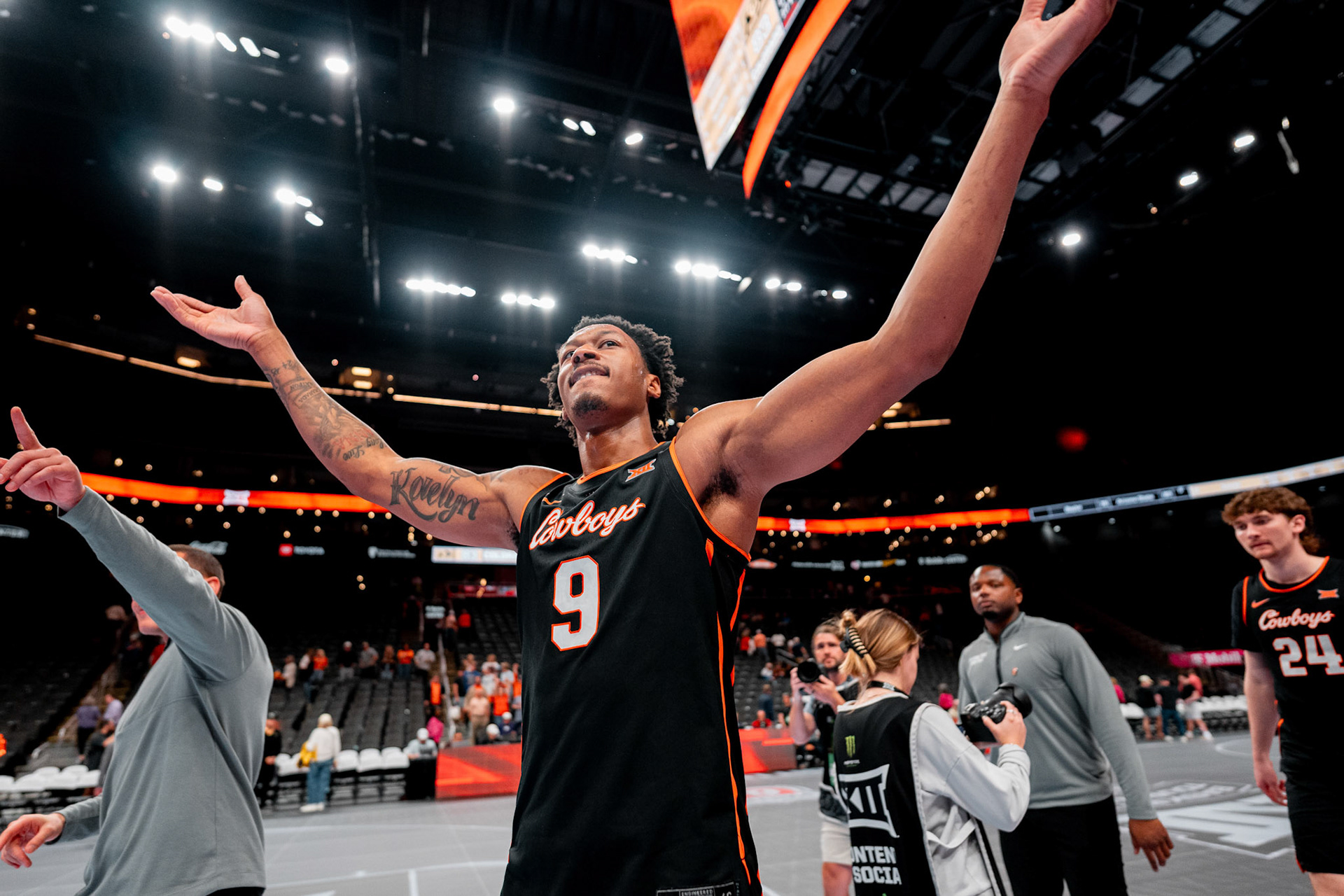 Image Taken at 2026 Phillips 66 Big 12 Men's Basketball Tournament, 11, 03, 2026, T-Mobile Center, Kansas City Missouri. Carson Skidmore/OSU Athletics