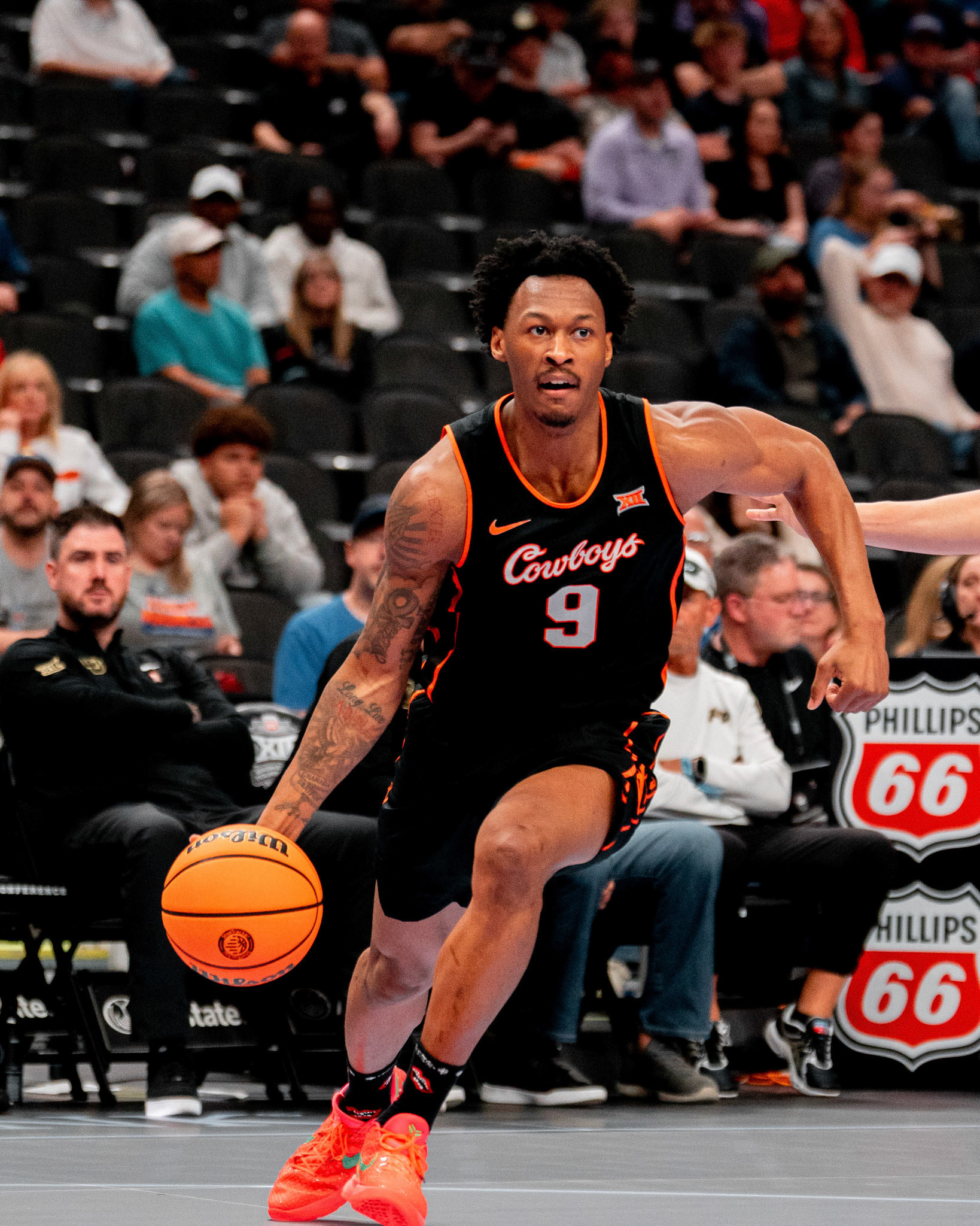 Image Taken at 2026 Phillips 66 Big 12 Men's Basketball Tournament, 11, 03, 2026, T-Mobile Center, Kansas City Missouri. Carson Skidmore/OSU Athletics